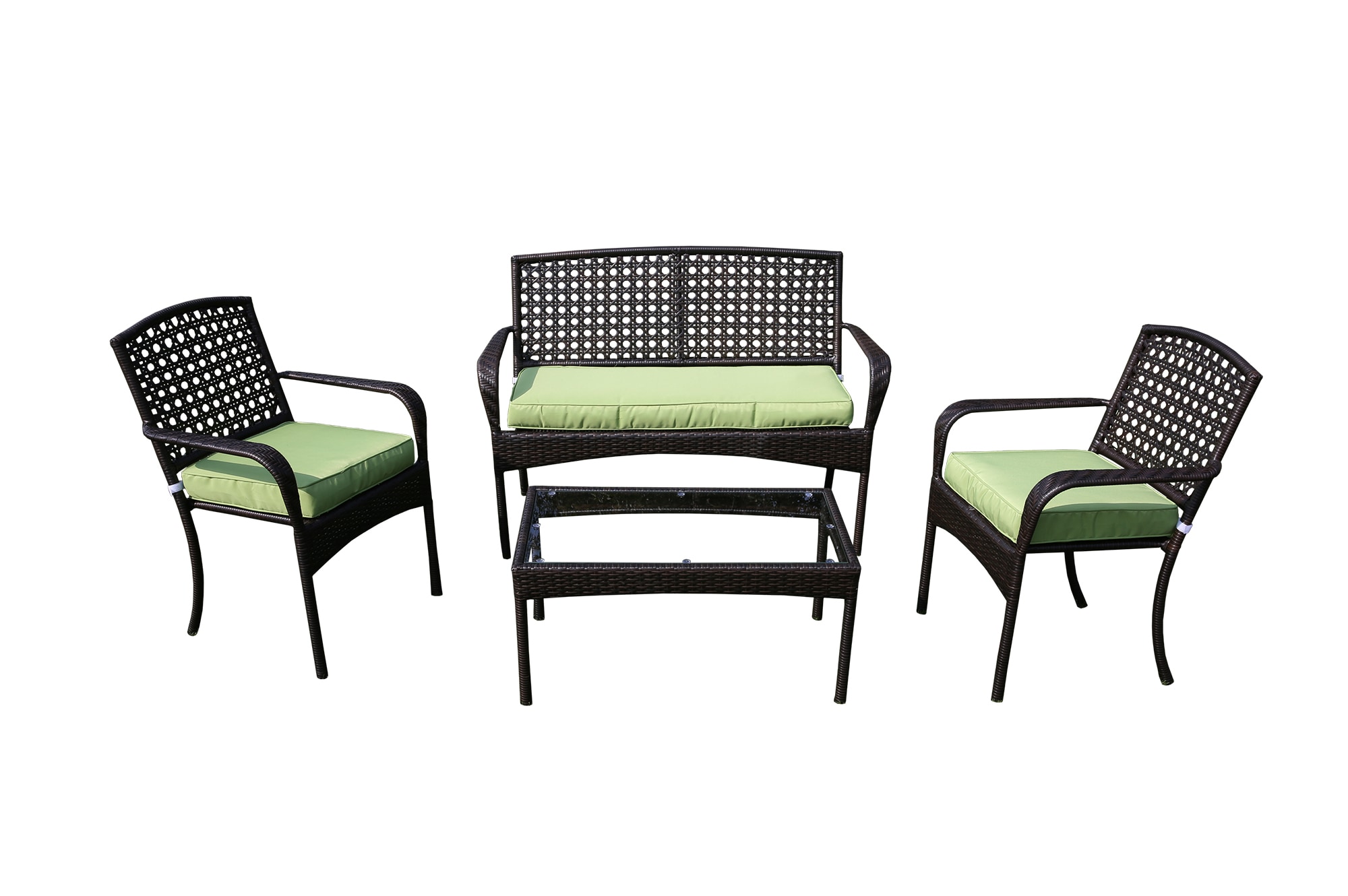 Viona 4 Piece Conversation Set - Green Conversation Sets - Metal Sofa Sets 0