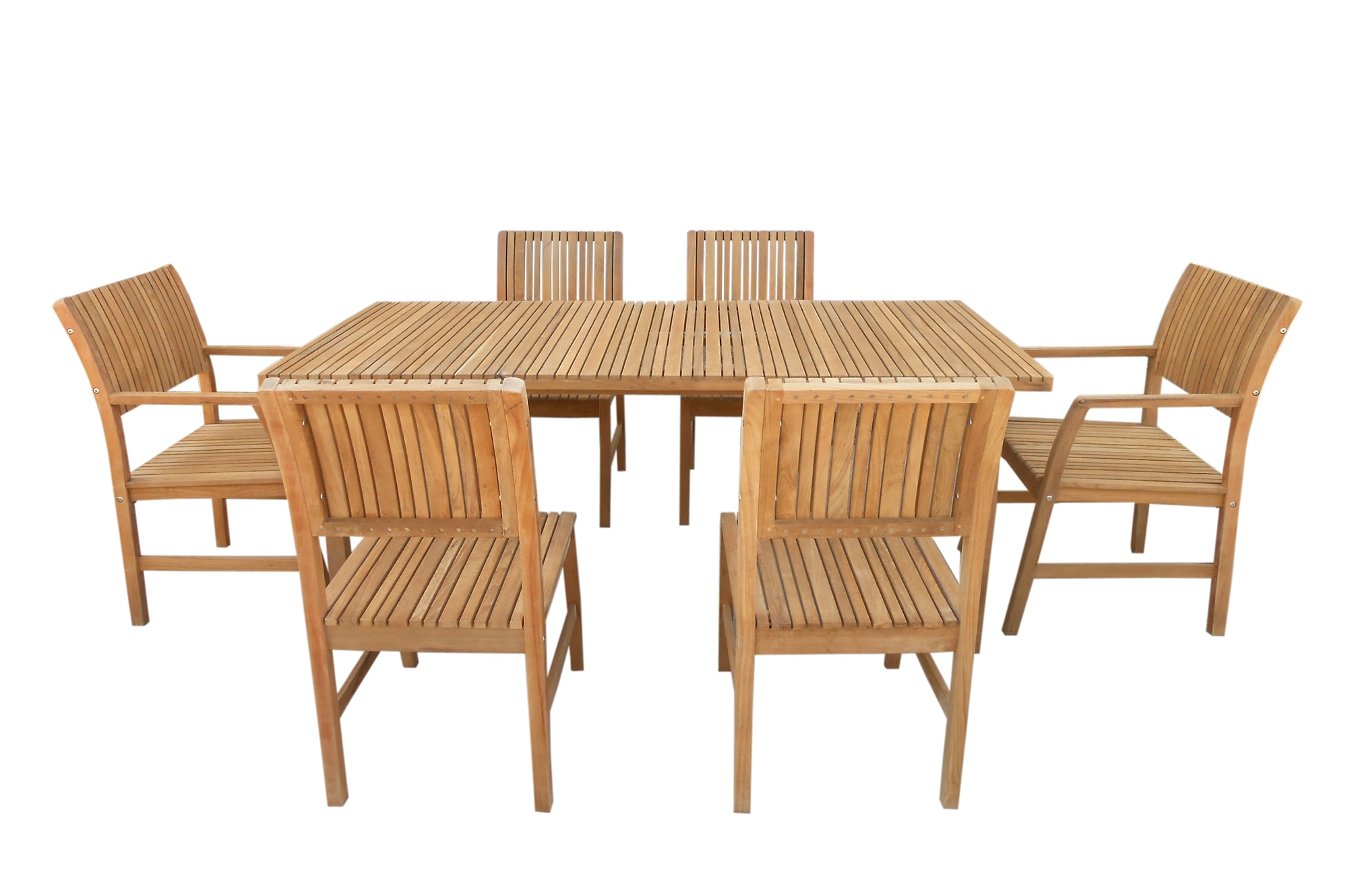 Adamo 7 Piece Teak Dining Set Dining Sets - Wood Medium (Ideal for 6 Seats) 0