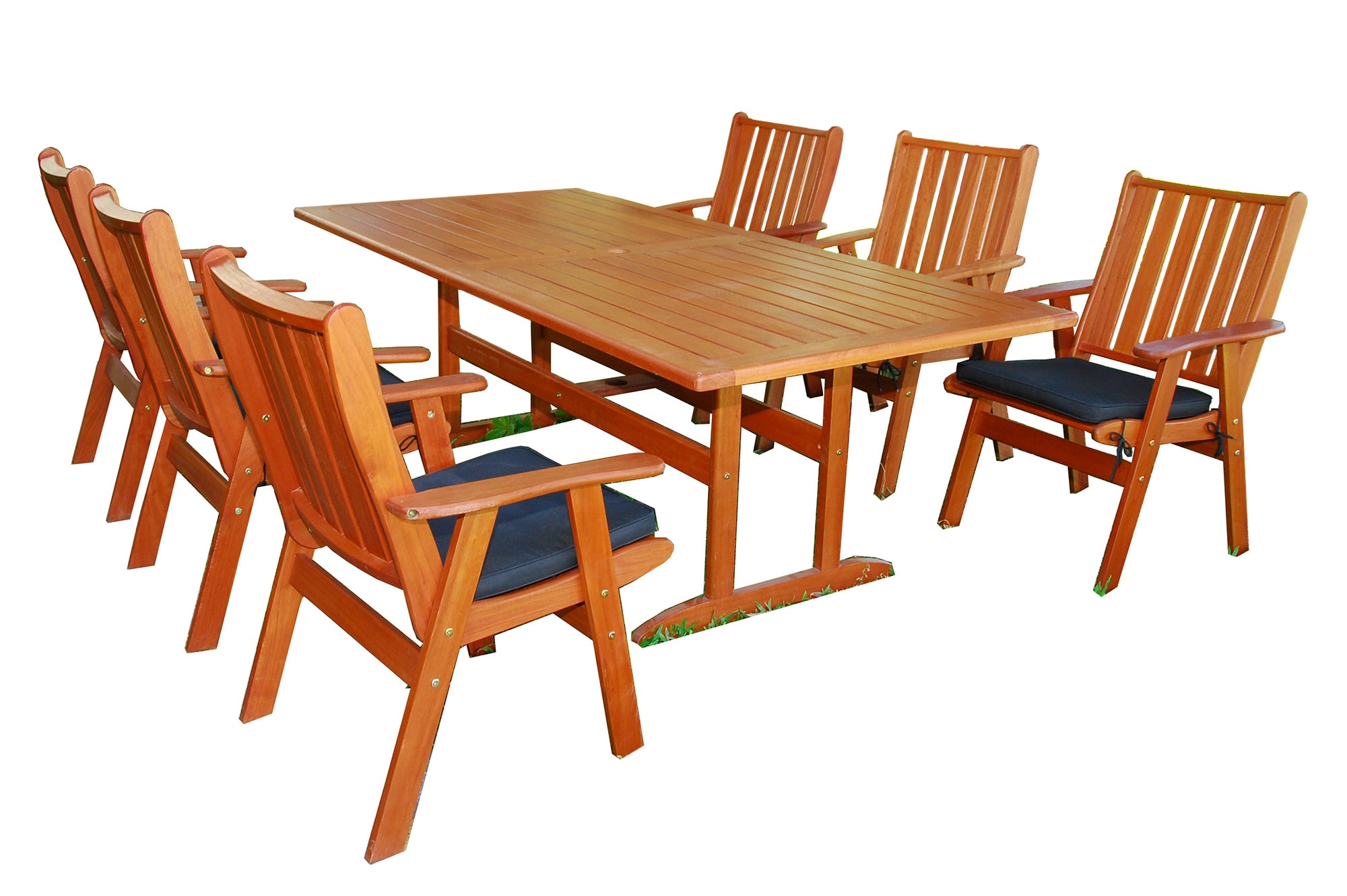 San Jose 7 Piece Teak Dining Set Dining Sets - Wood Medium (Ideal for 6 Seats) 0