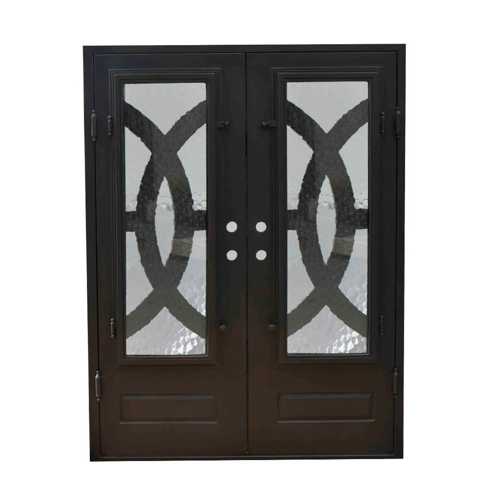 Grafton Exterior Wrought Iron Glass Doors Eclipse Collection Black Right Hand Inswing/82"x62