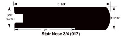 Espresso / Stair Nose / 78" x 3 1/8" x 3/4" Hardwood Moldings - Canadian Northern Birch Mistral - Espresso 0