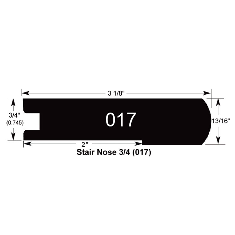 Charcoal Light / Stair Nose / 94" x 3 1/8" x 3/4" Hardwood Moldings - Stained Red Oak - Charcoal Light 0