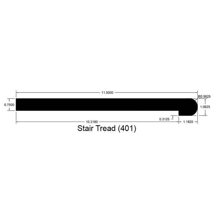 Pecan / Stair Tread / 48" x 11 1/2" x 3/4" Hardwood Moldings - Red Oak - Pecan 0
