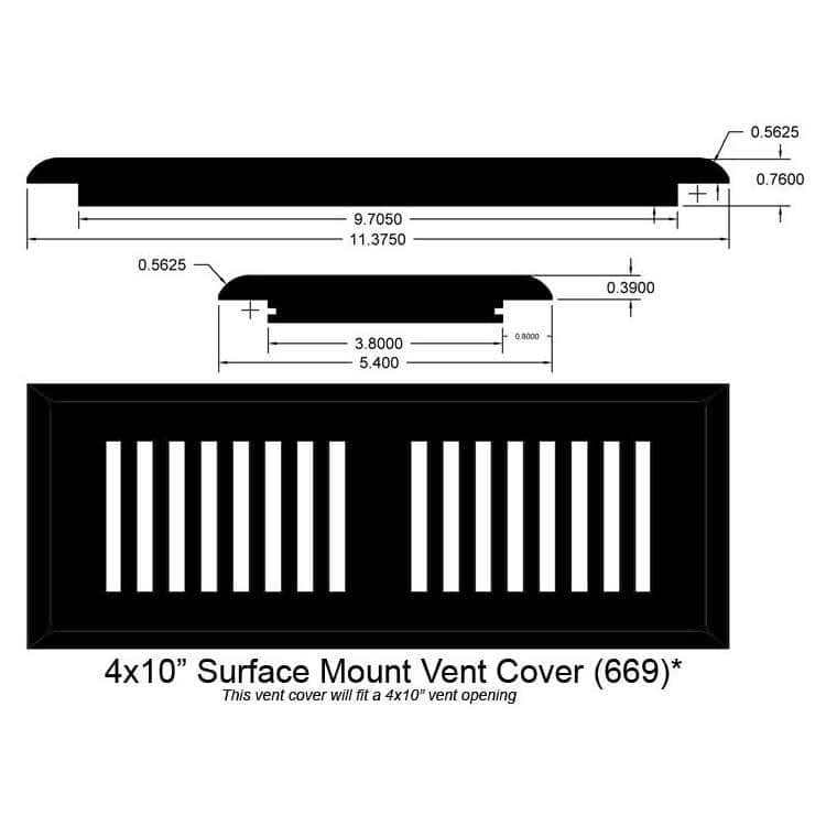 Jazz Black / Vent - Surface Mount / 10" x 4" x 1" Bamboo Moldings - 12mm Click Lock Strand Woven - Jazz Black 0