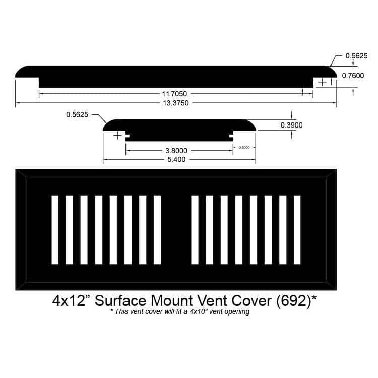Logan Gray / Vent - Surface Mount / 12" x 4" x 1" Bamboo Moldings - 12mm Click Lock Strand Woven - Logan Gray 0