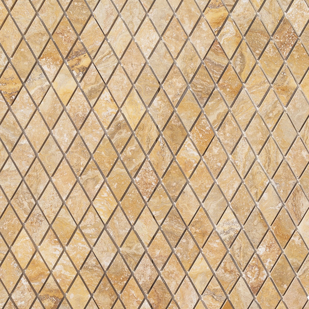 Scabos Large Diamond / Pattern / Brushed and Filled Travertine Mosaic - Empire Series 0