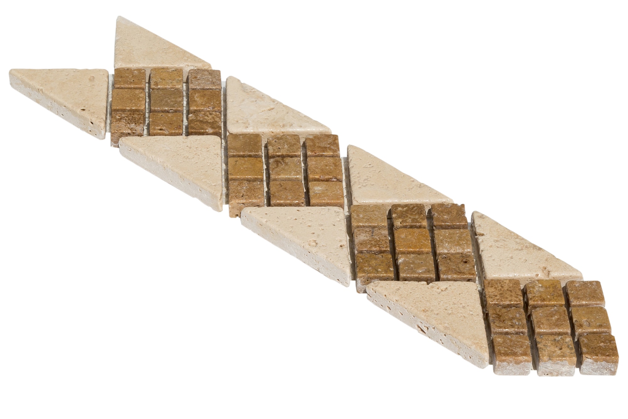 Classic Noce / 2 3/4"x11 1/3" / Tumbled Border Travertine Mosaic - Empire Series 0