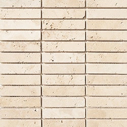 Classic Light Beige / Straight Line 1"x4" / Tumbled Travertine Mosaic - Riverbed Series 0