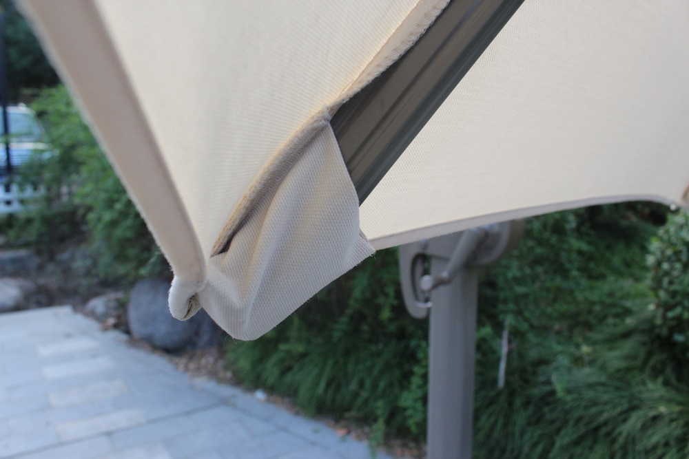 Kontiki Shade Cooling Offset Patio Umbrellas 10 Ft Round Offset Roma Umbrella Taupe