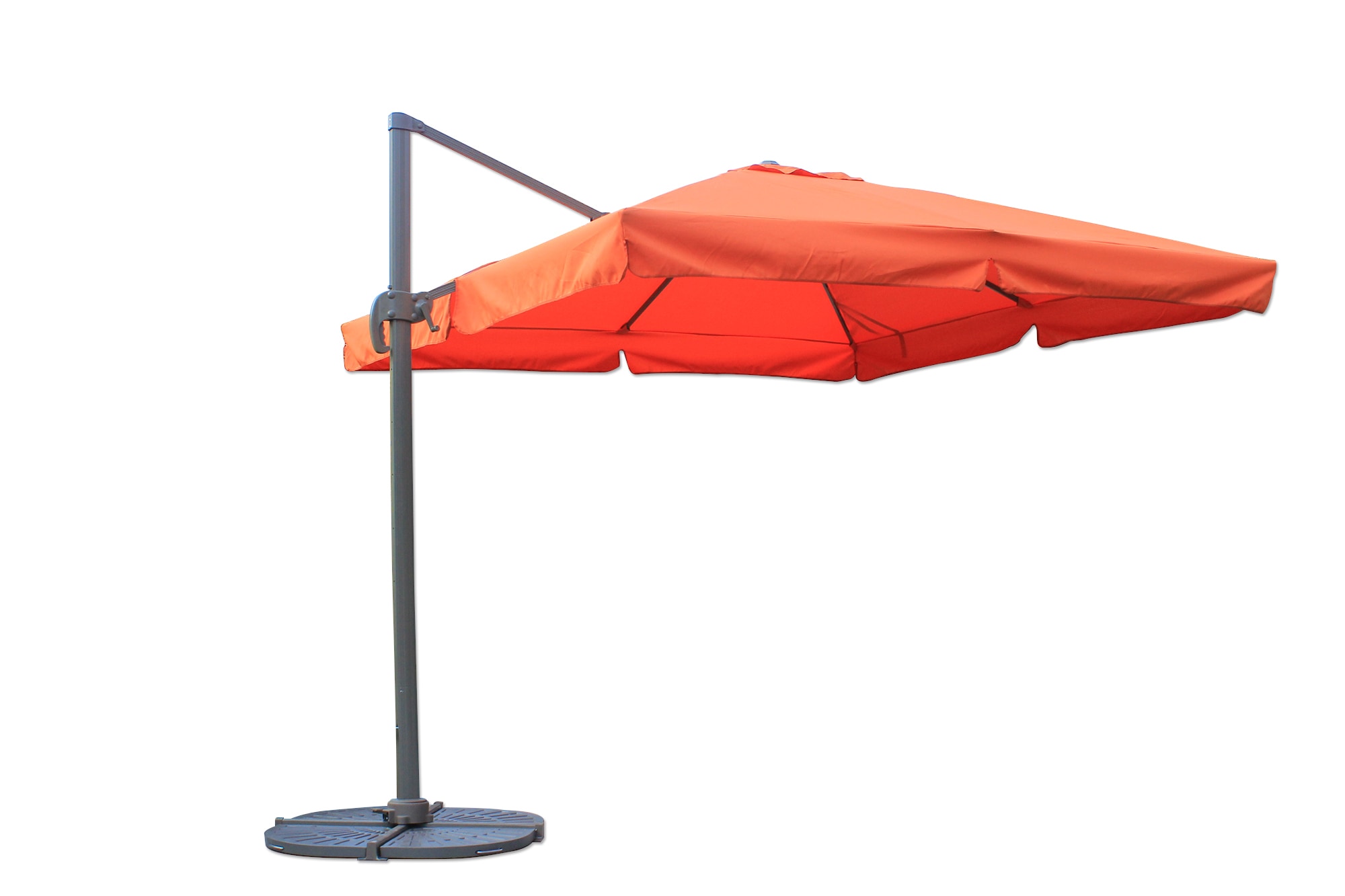 10 ft Square Offset Roma Umbrella - Terracotta Shade & Cooling Offset Patio Umbrellas 0