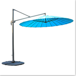 9 ft Round Fiberglass Hanging Umbrella - 360 degree swivel - Aqua Shade & Cooling Offset Patio Umbrellas 0