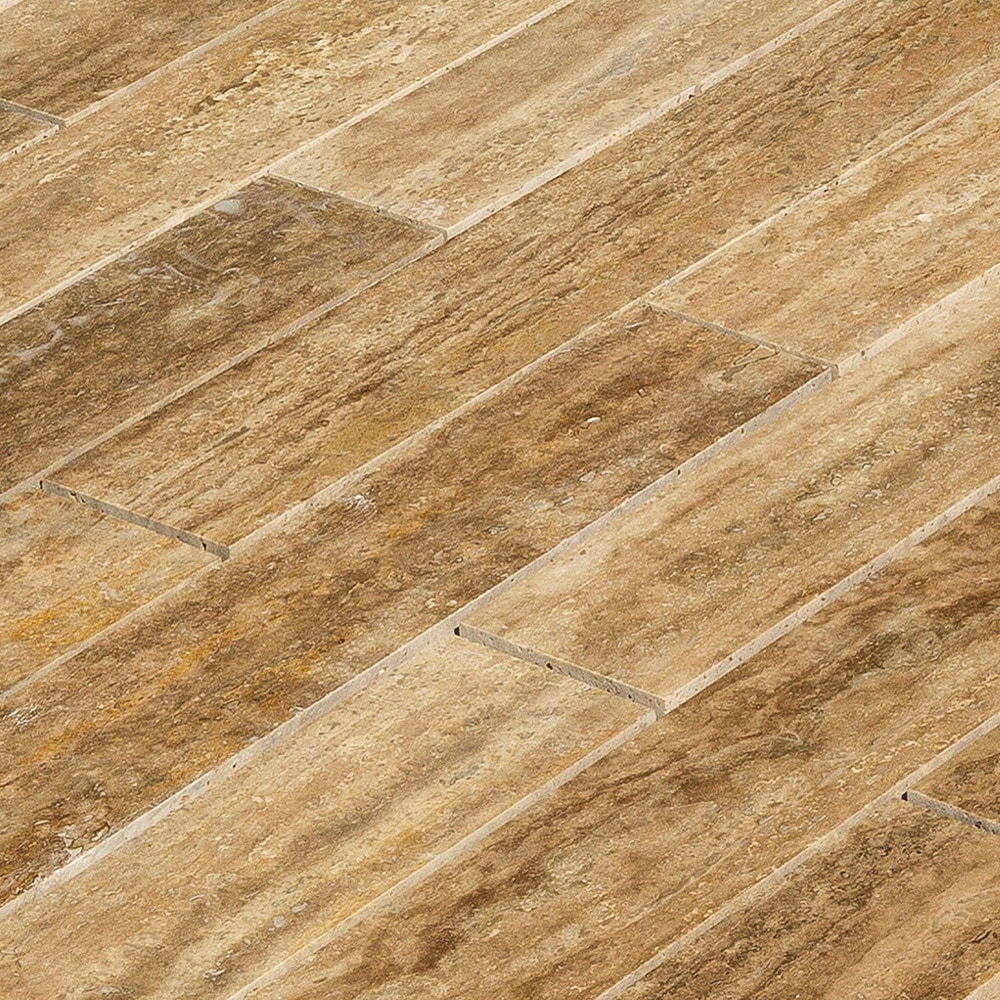 Noce Brown Vein Cut Antique / 4"x24"x1/2" / Honed and Filled / Straight Edge Travertine Tile - Honed and Filled 0