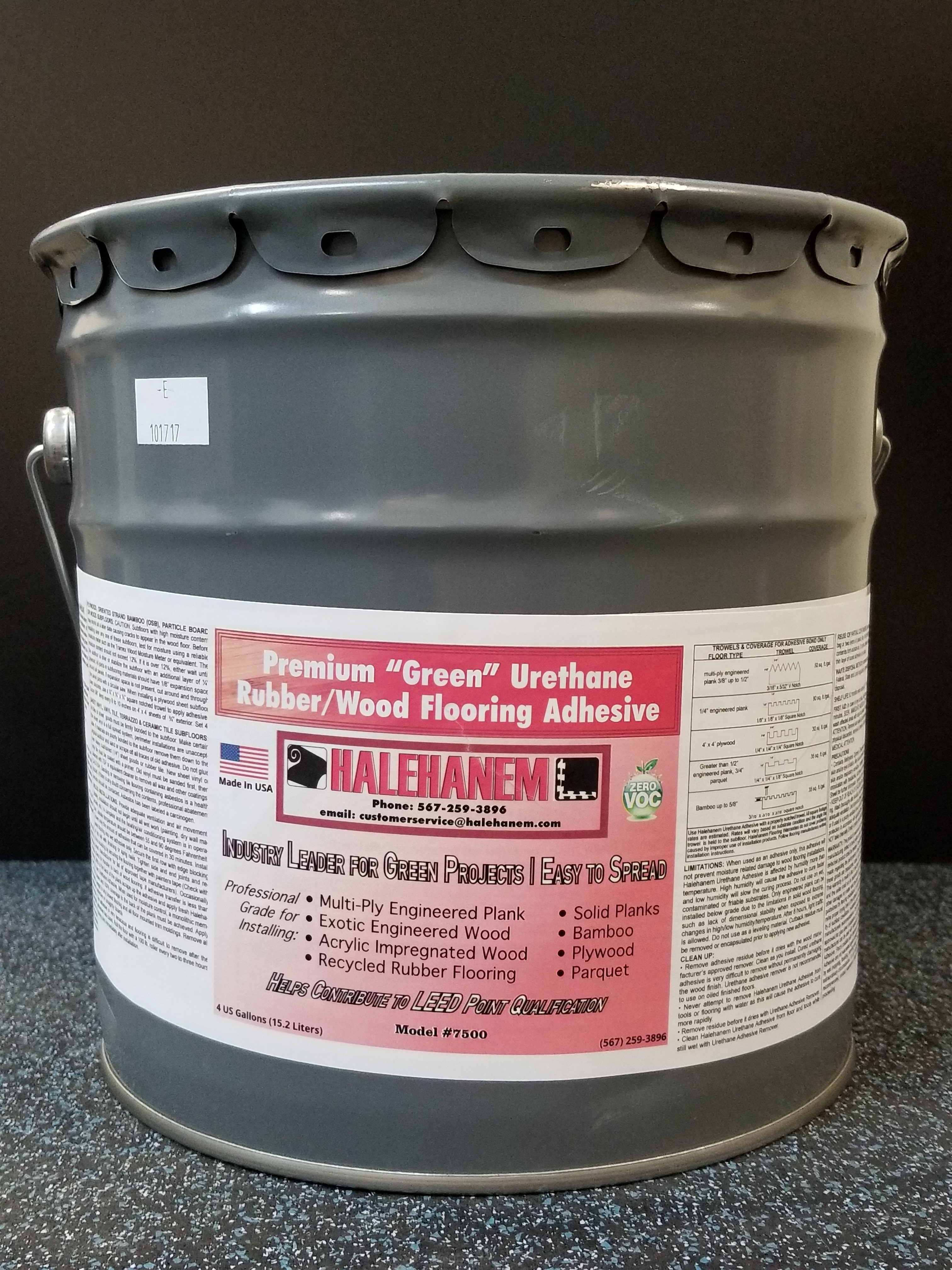 Halehanem 7500 Adhesive / 4 gallon Halehanem Eco 7500 Premium Urethane Rubber Flooring Adhesive 0