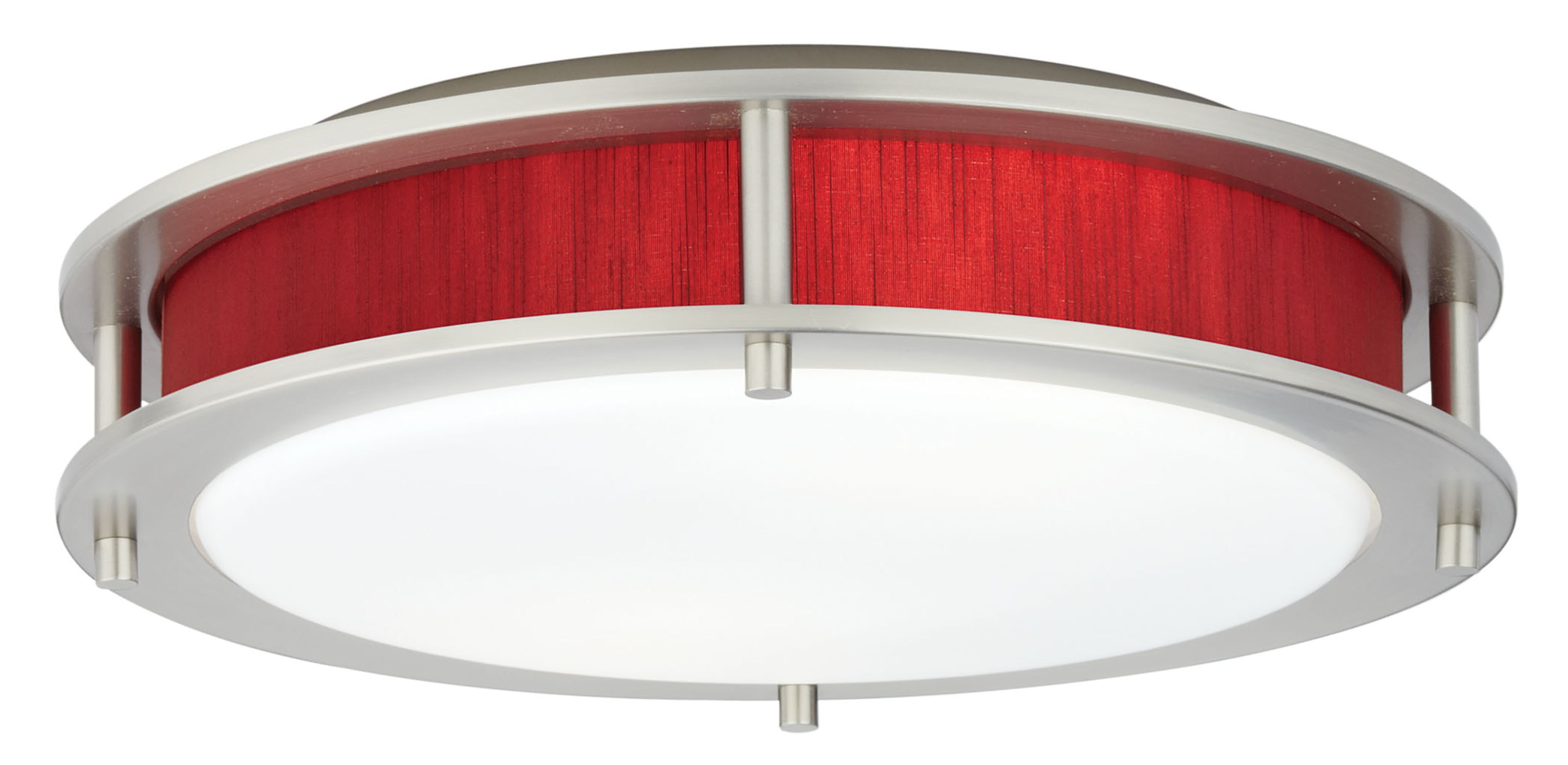 Satin Nickel / Indoor / 2 Beautility Satin Nickel 2-Light Semi-Flush with Tomato Red Fabric 0