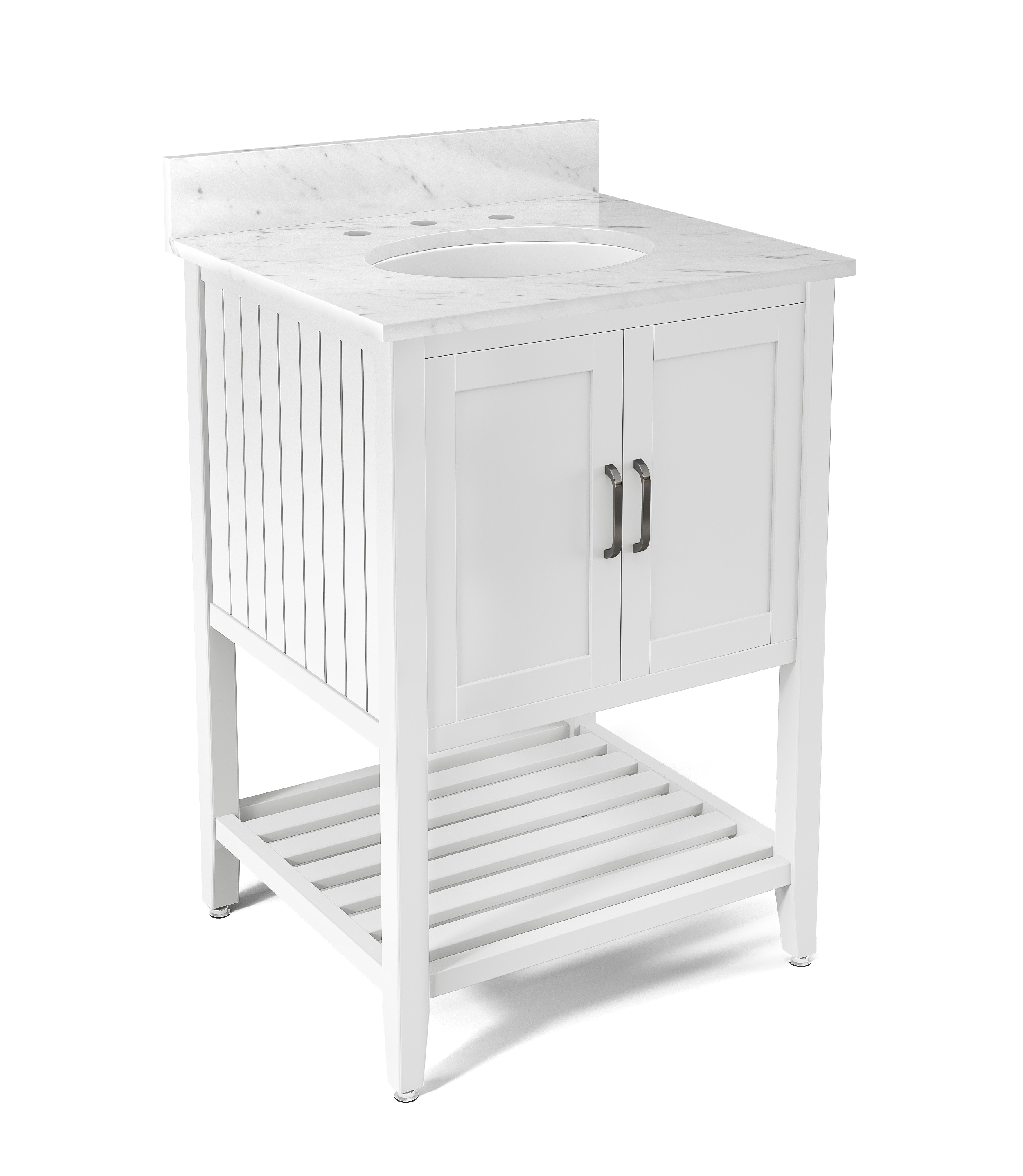Traditional / White with White Carrera Top Bennett Bath Vanity with 25" Marble Vanity Top 0