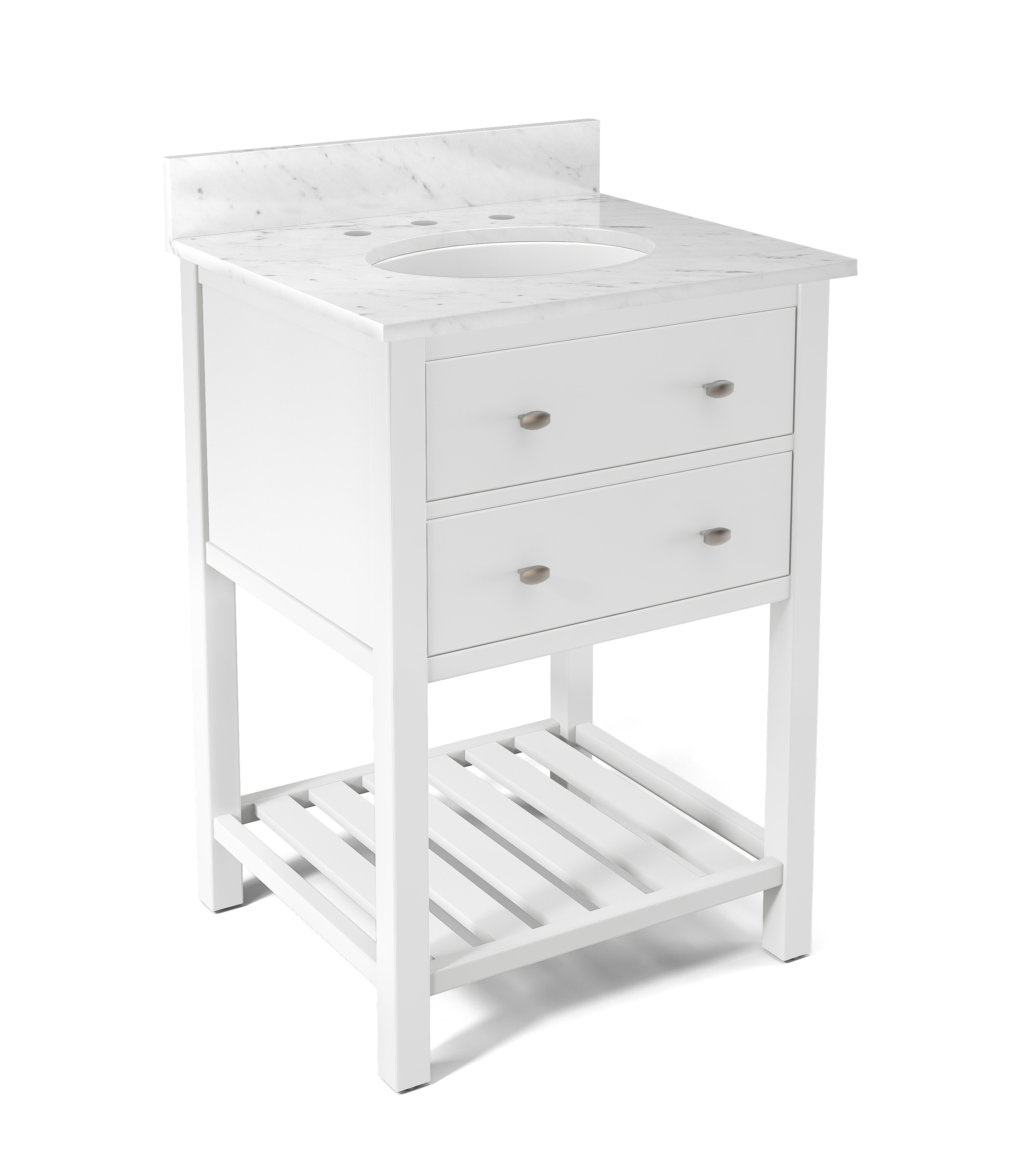 Traditional / White with White Carrera Top Harrison Bath Vanity with 25" Marble Vanity Top 0