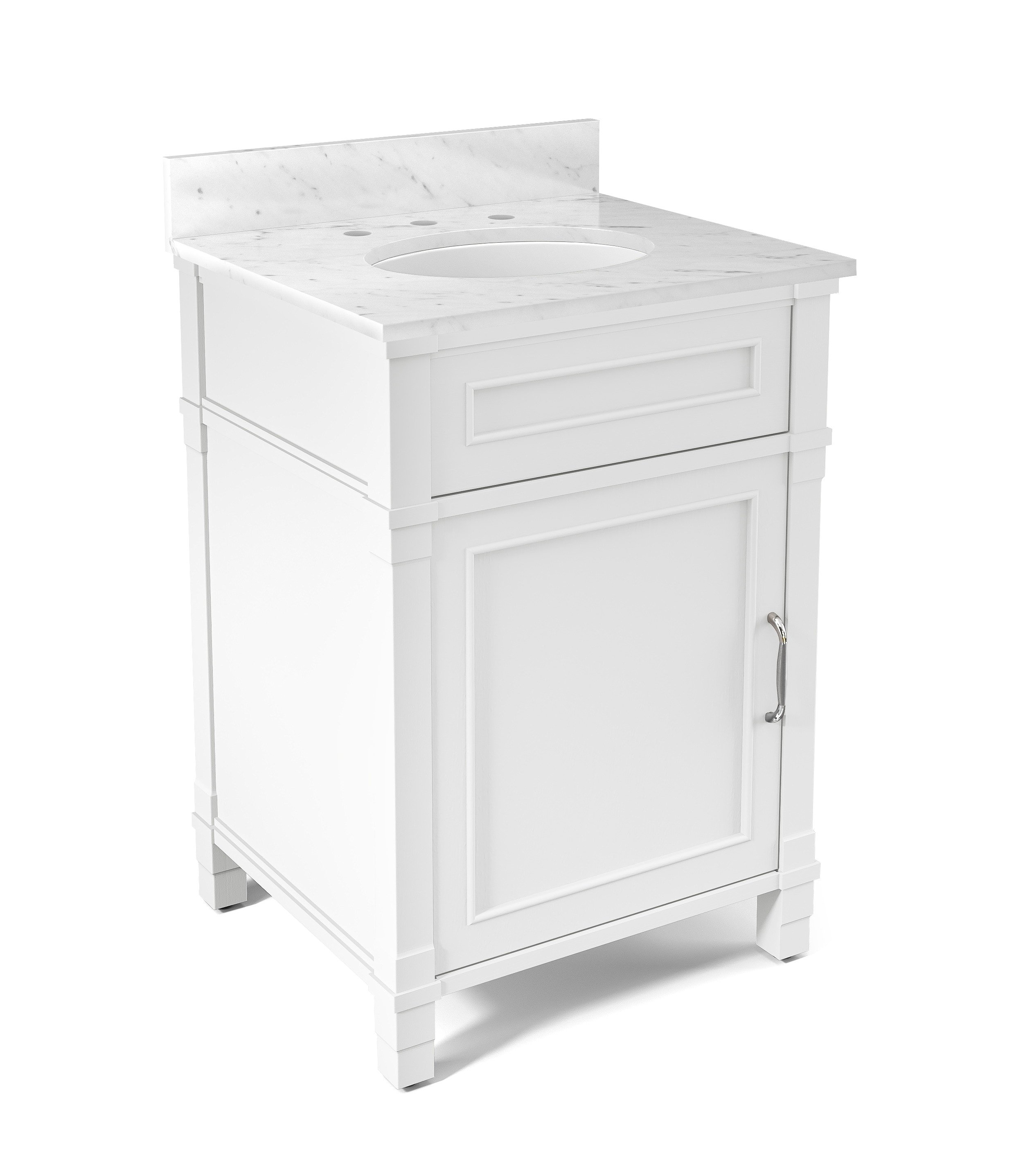 Traditional / White with White Carrera Top Williamsburg Bath Vanity with 25" Marble Vanity Top 0
