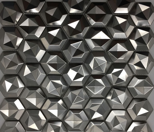 Stainless Steel & Ceramic 3D Mosaic / 12"x12" Enchanted Metals 0