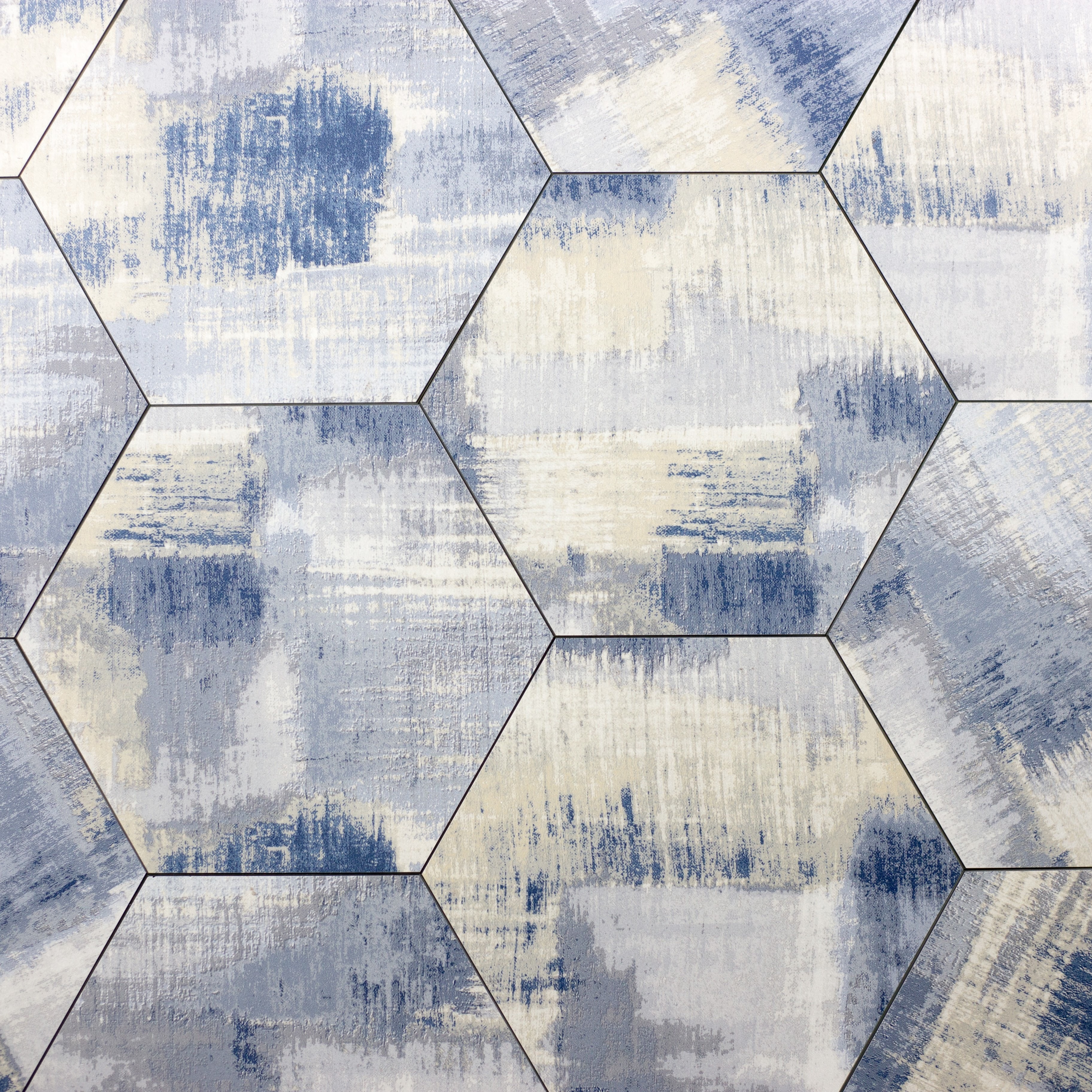 Peel and Stick Cement Blue Hexagon Straight Edge Glossy / 9.2"x8" / Flat Nature Collection 0