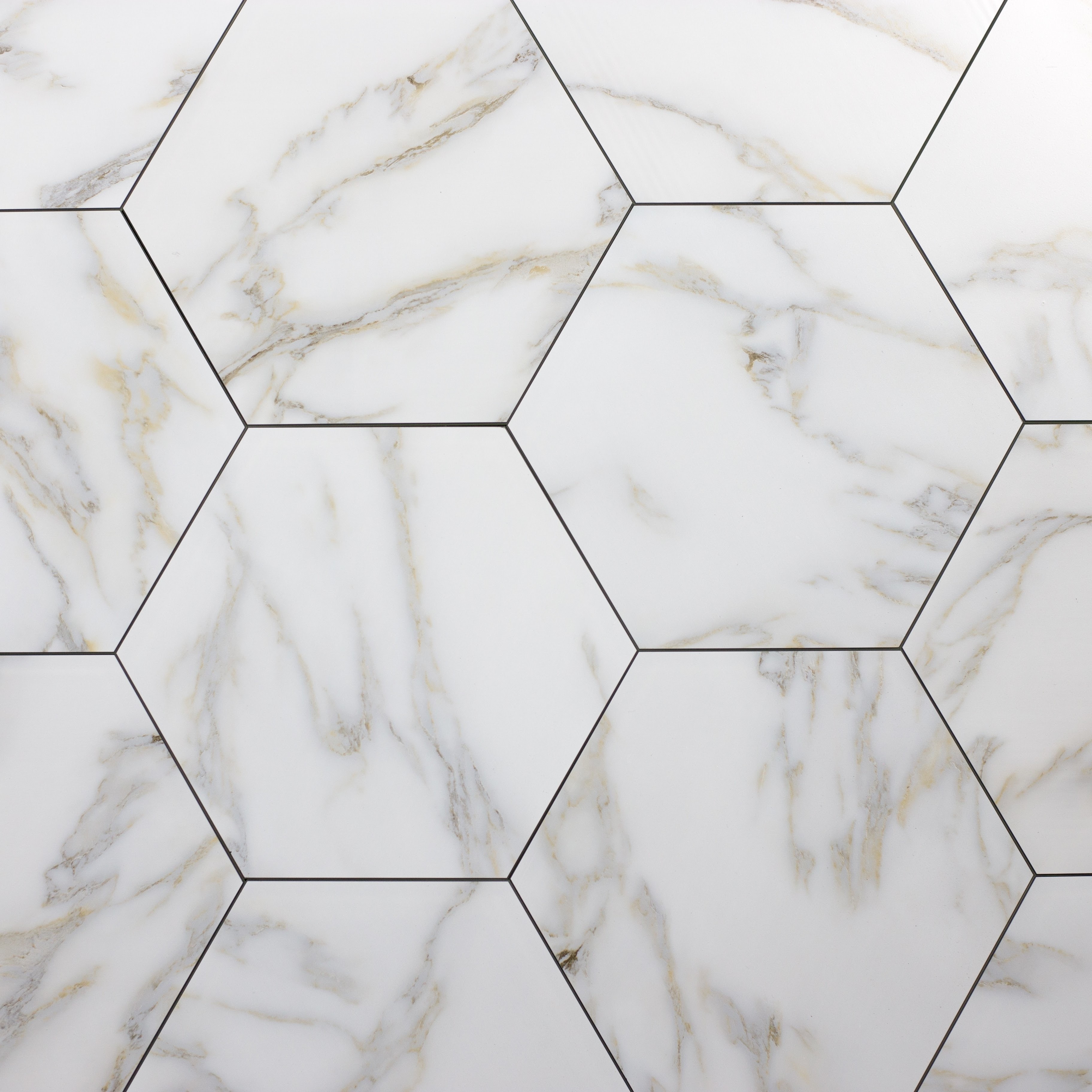 Peel and Stick Calacatta Gold Hexagon Straight Edge Glossy / 9.2"x8" / Flat Nature Collection 0