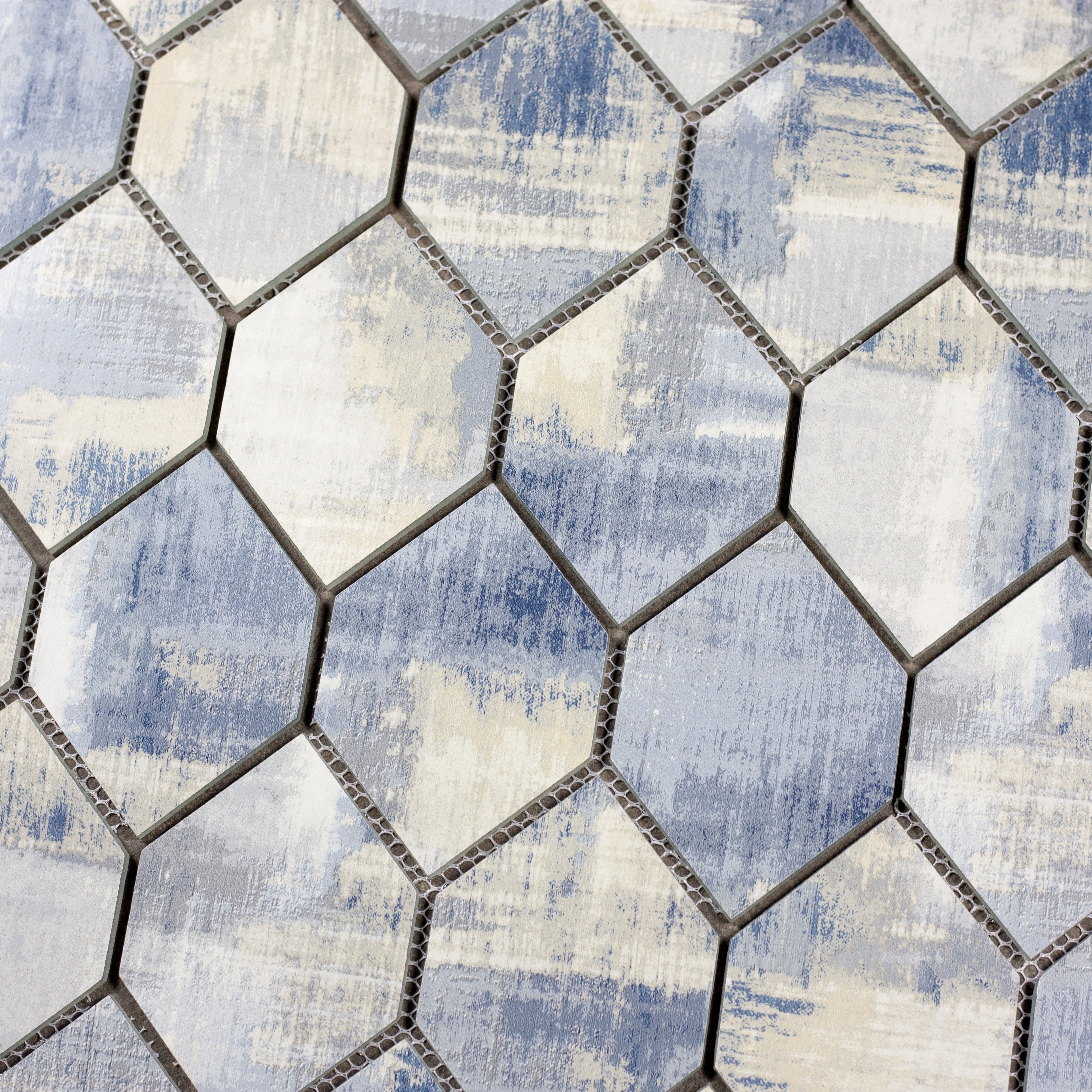 Cement Blue Honeycomb Waterjet / 12"x9" / Flat Nature Collection 0