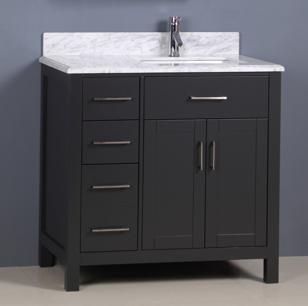 Traditional / 36" / Porcelain Sink / Grey / Soft-Closing Bathroom Vanities - Carrera Grey 0