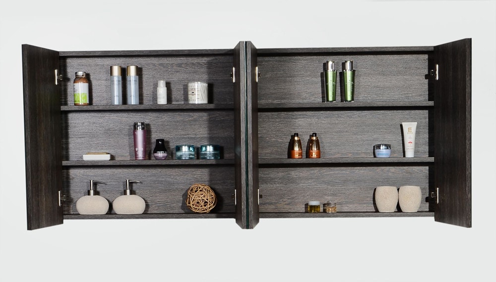 Modern / 59.5" x 6.4" x 26" / Wall-Hung / Wood Imitation / Soft-Closing / Melamine Bathroom Medicine Cabinets - Labrador Collection 0