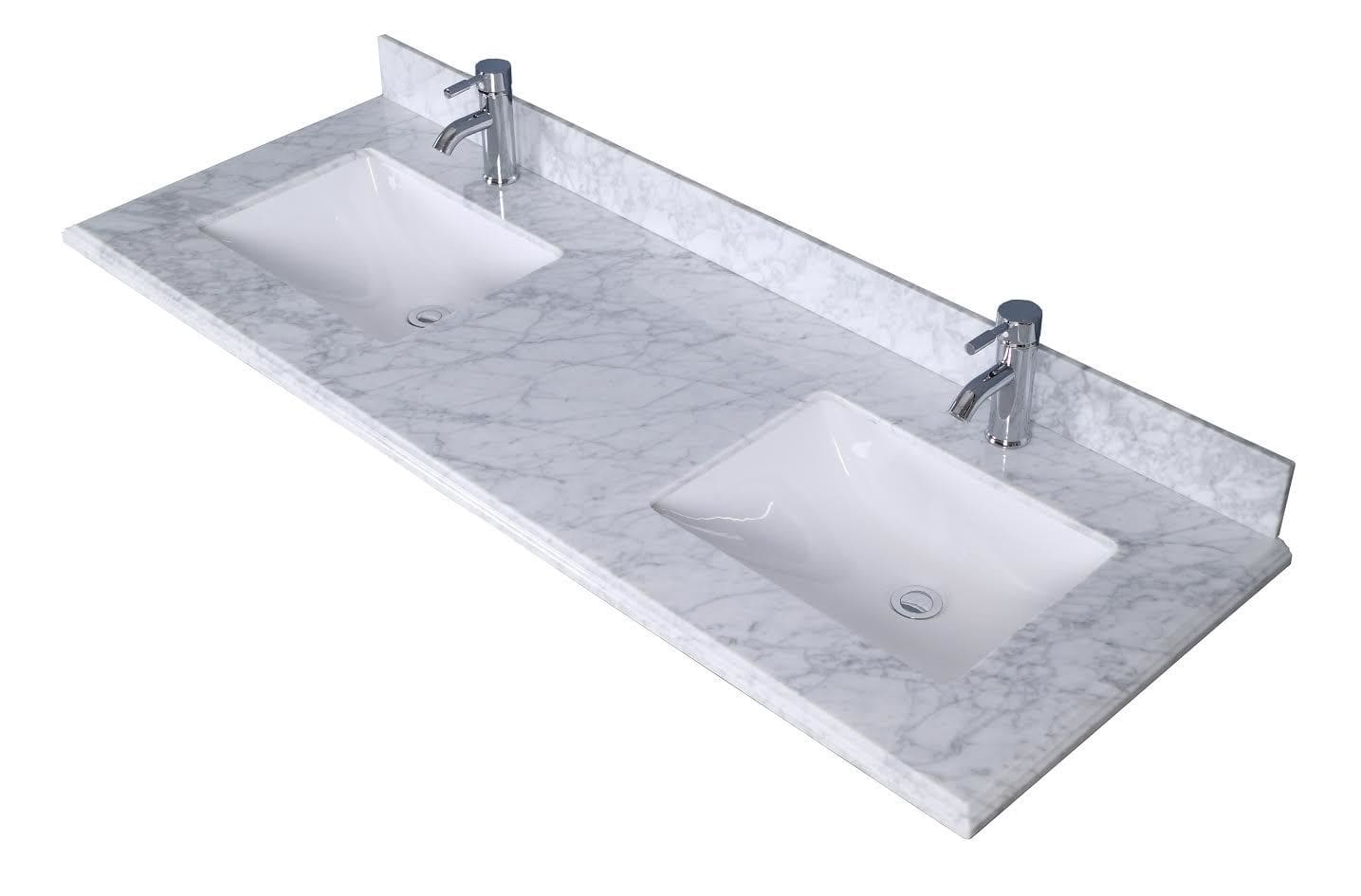 White Carrera Marble / 2-Sinks / 61" Carrera 0