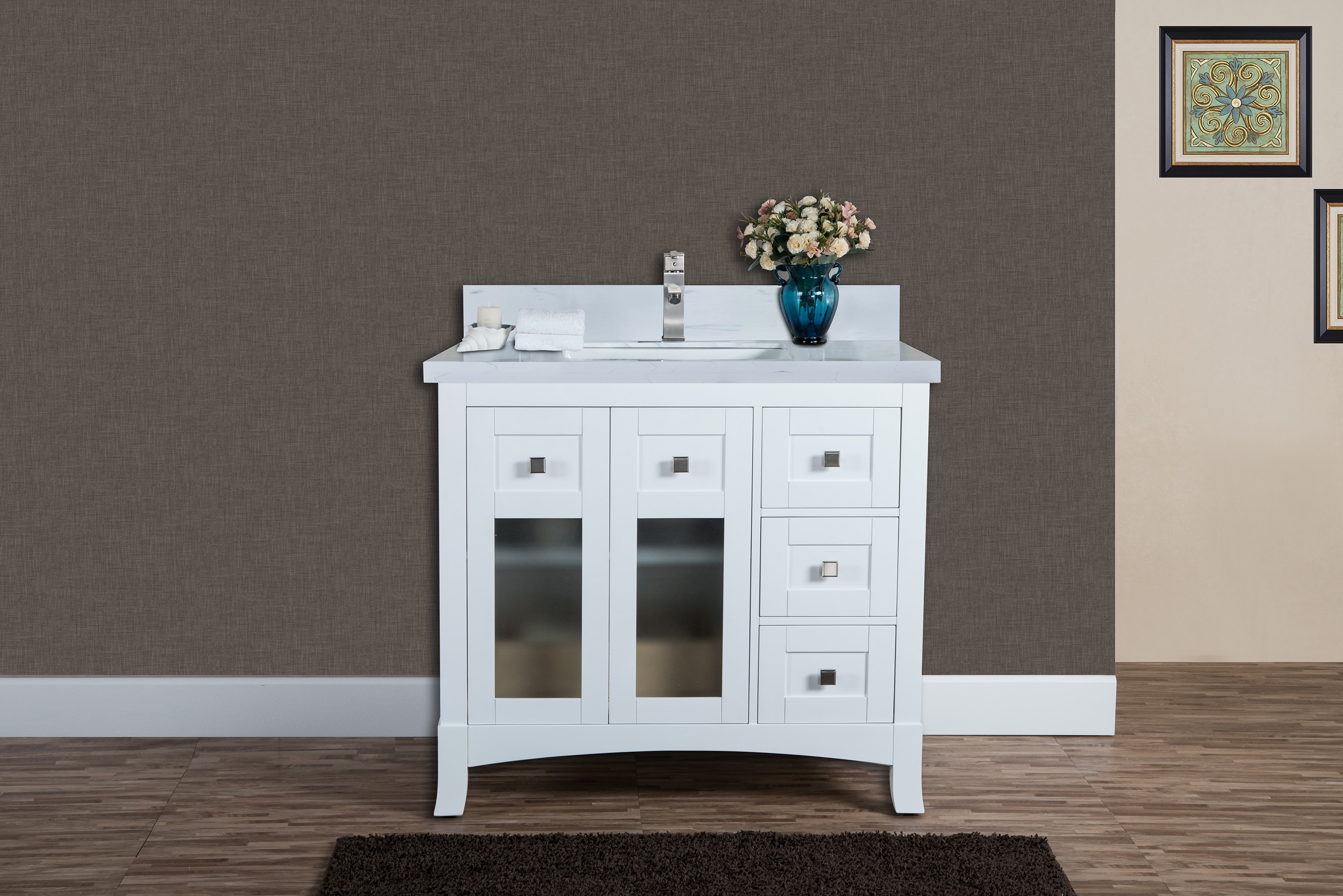 Traditional / 36" / Porcelain Sink / Espresso / Soft-Closing Bathroom Vanities - Alexandria Brown 0