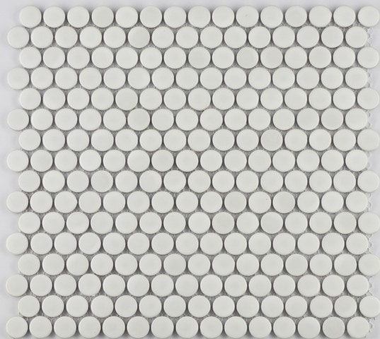 White Gloss Penny / 3/4" / Glazed Gloss Porcelain Mosaics Penny Rounds 0