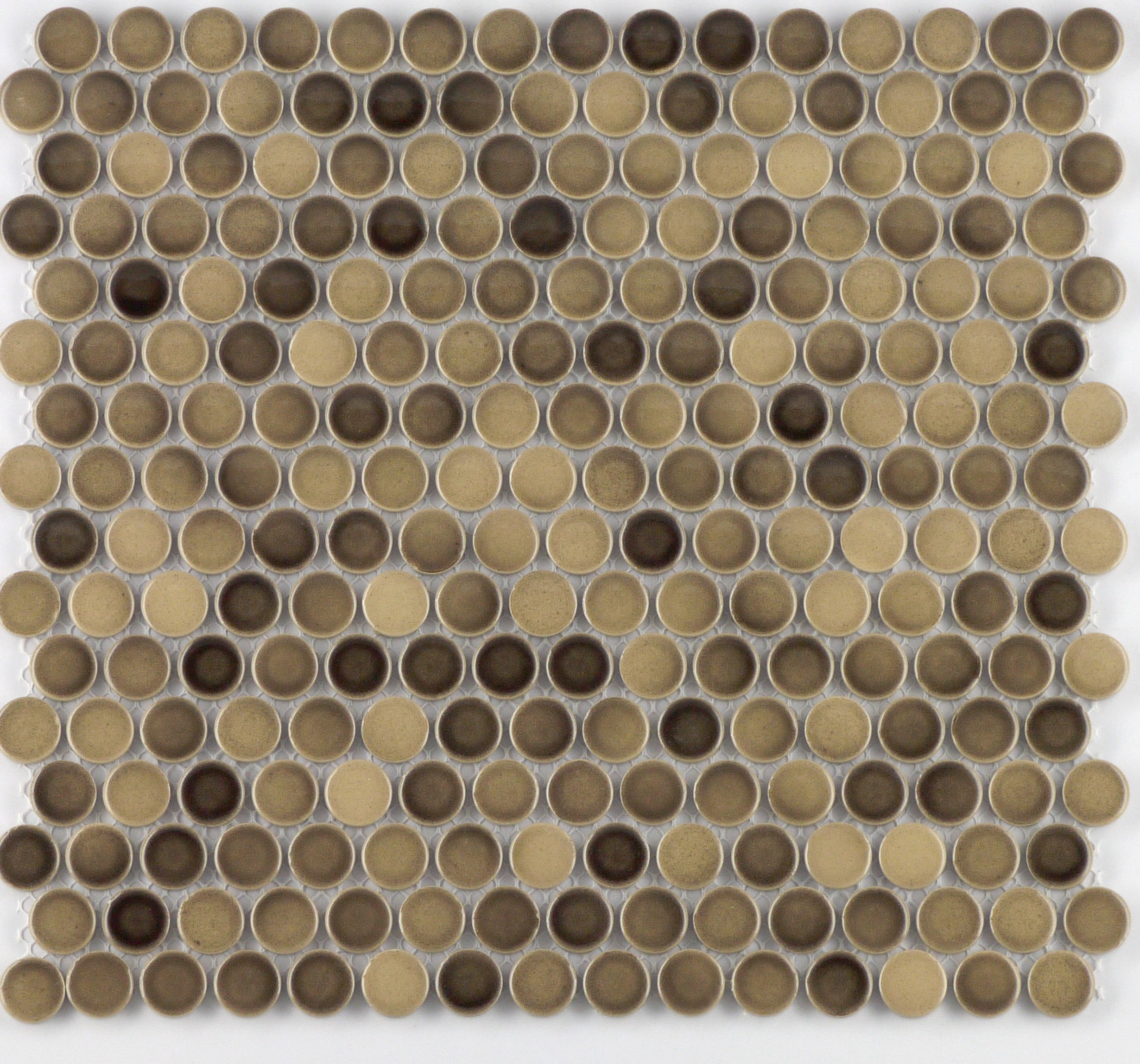 Latte Gloss Penny / 3/4" / Glazed Gloss Porcelain Mosaics Penny Rounds 0