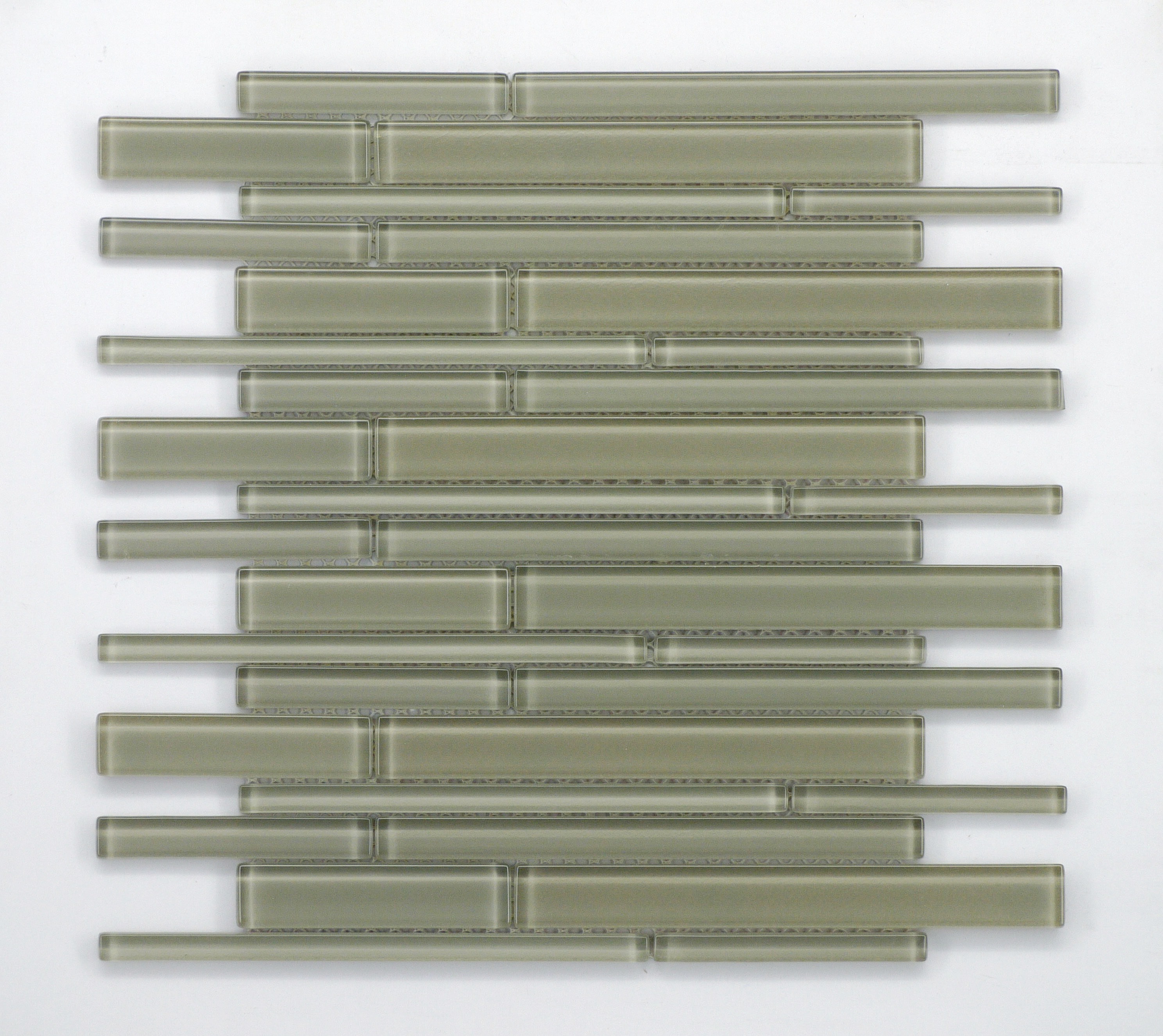 TAUPE GLASS BAR MOSAICS / 12.5" X13.5"X.25" / GLASS Random Bar Glass Mosaics 0
