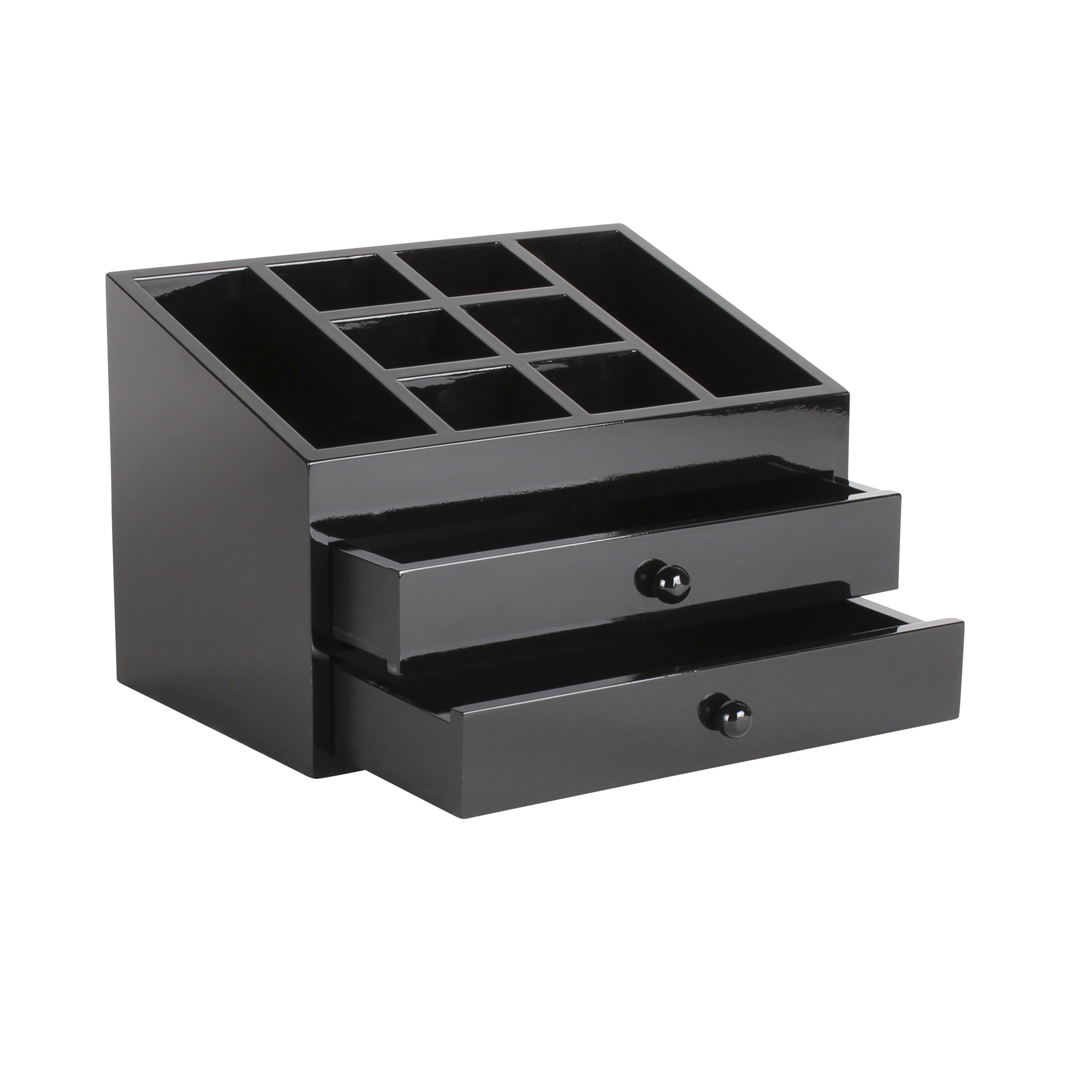 Vanity Organizer / Black Dori Jewelry and Cosmetic Organizer Box with 2 Drawers 0