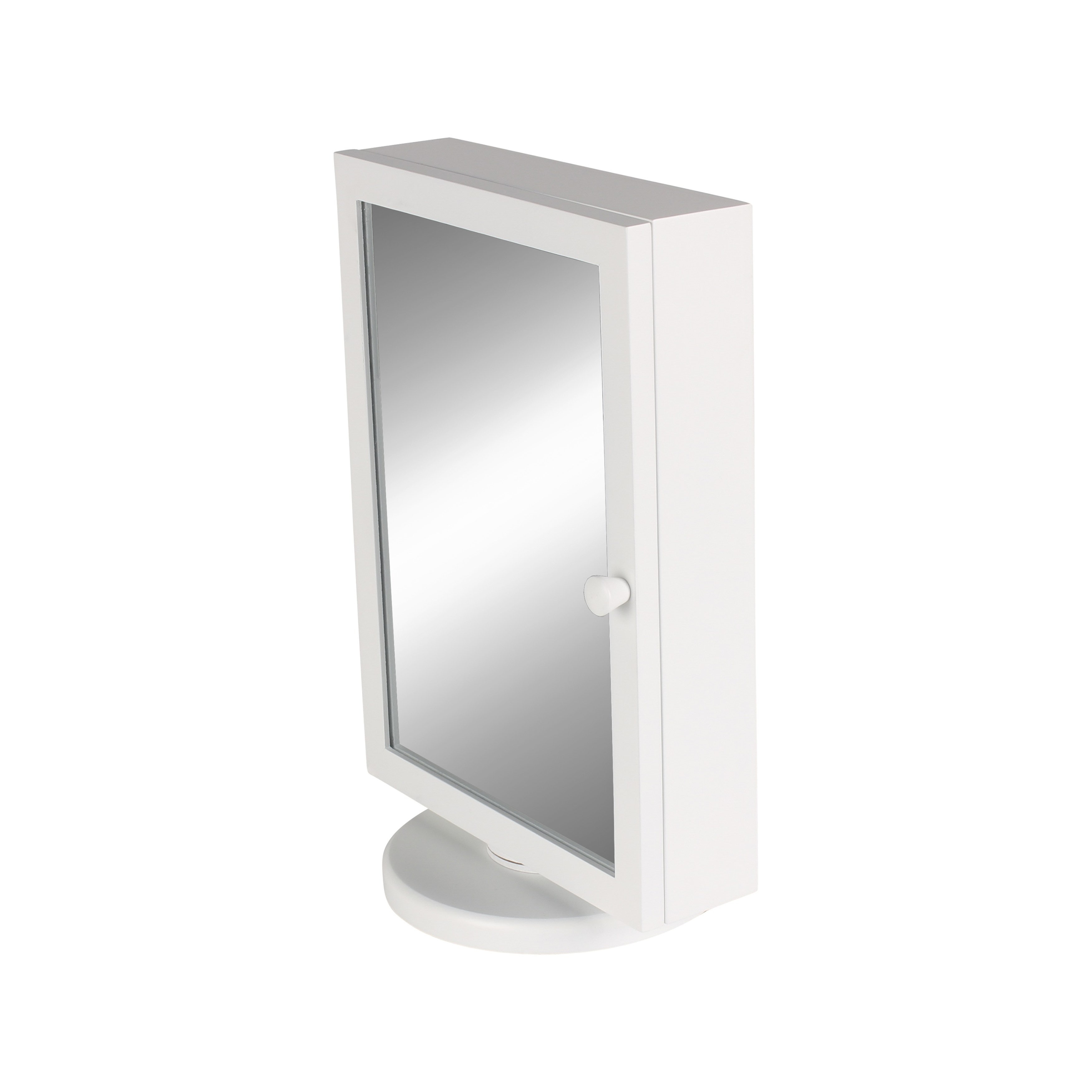 Vanity Organizer / White Justine Jewelry Armoire with Mirror Door and French Memo 0