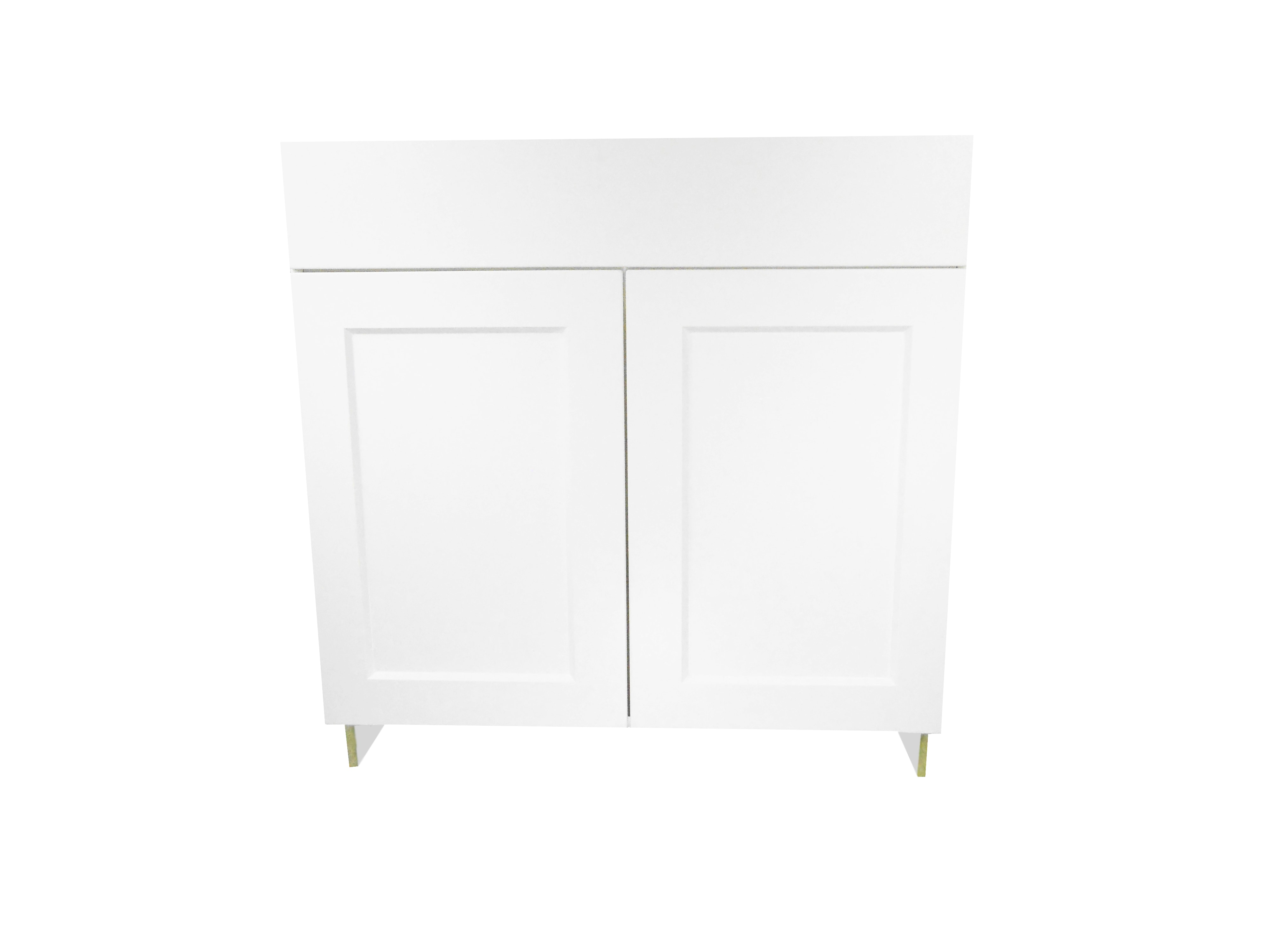 Base Cabinet with Drawer/2 Door / Wistler White / Flat Panel White / 36 Whistler White 0
