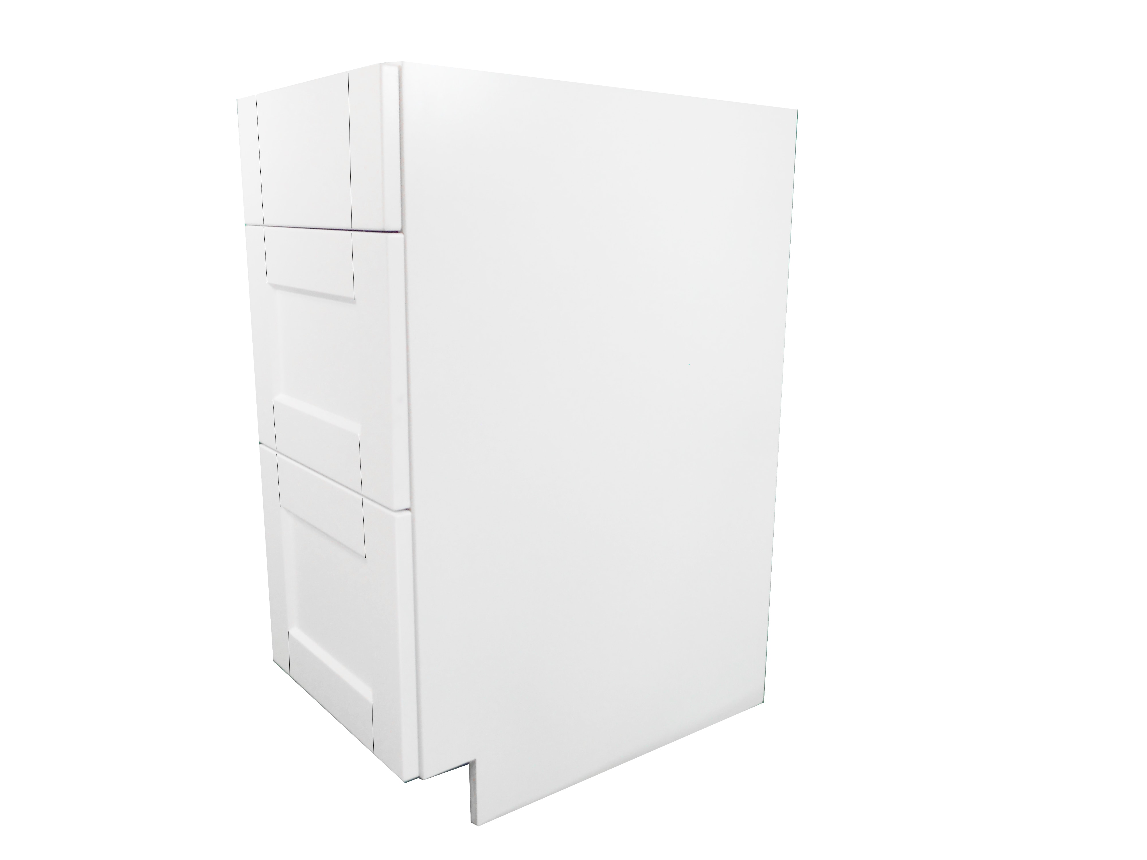 Base Cabinet 3 Drawer Bank / Flat Panel White / 15 Solaire White 0