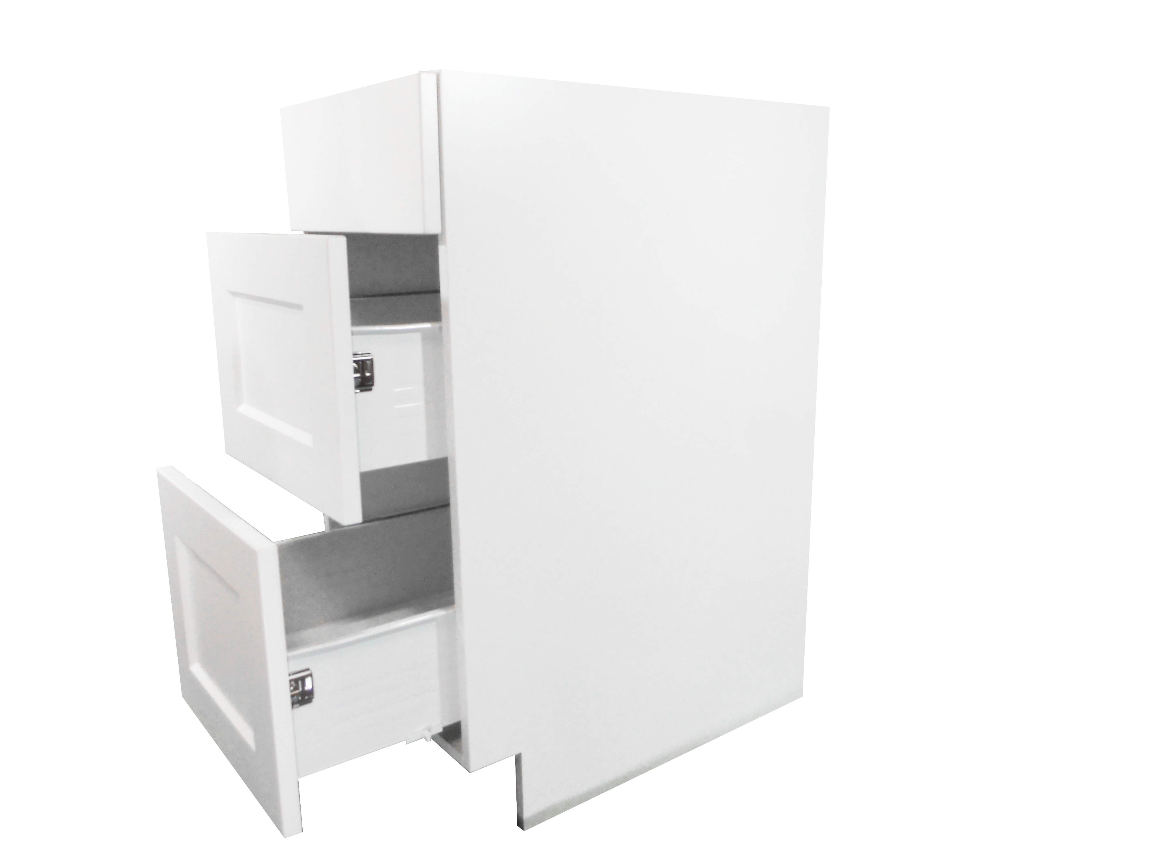 Base Cabinet 3 Drawer Bank / Wistler White / Flat Panel White / 18 Whistler White 0