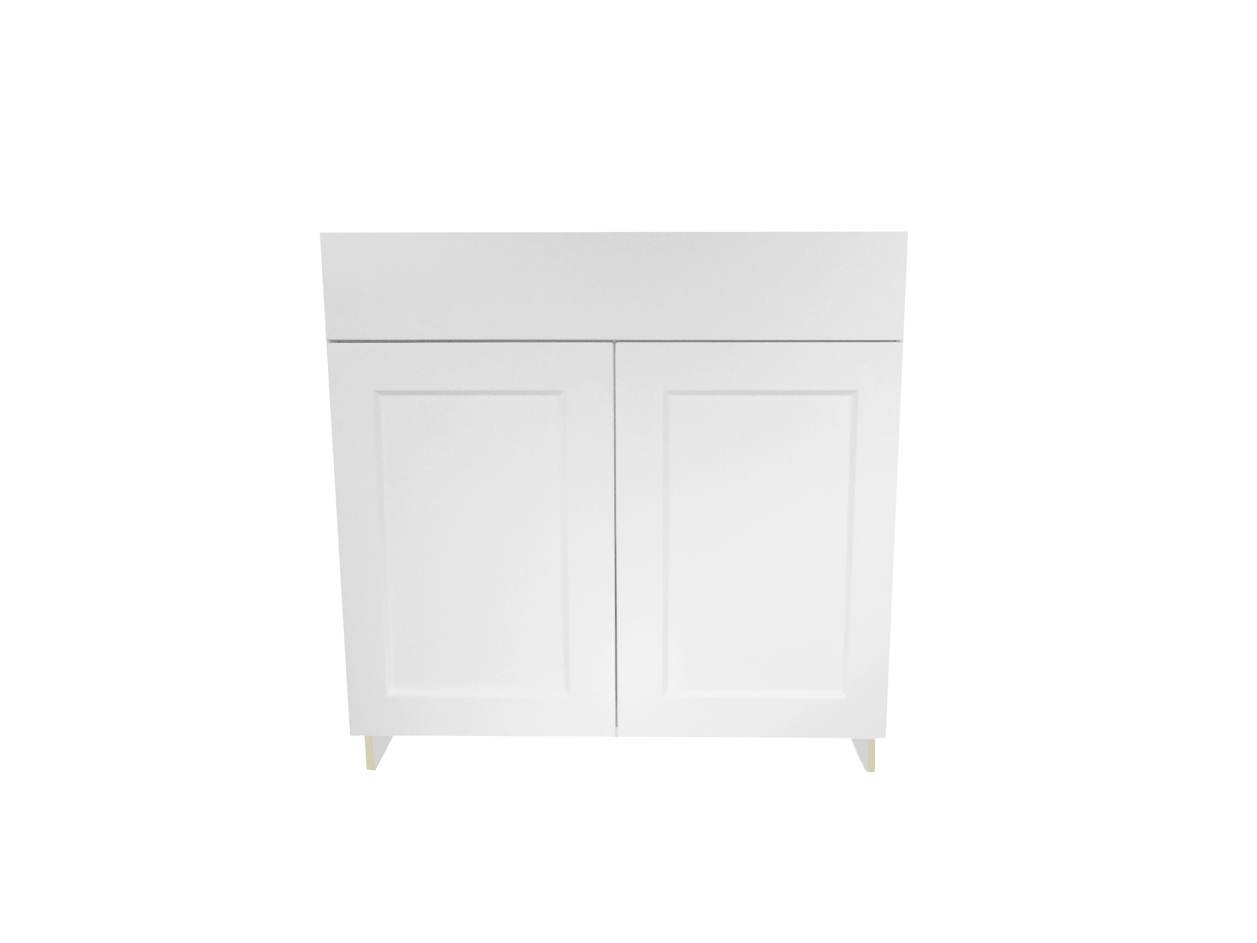Sink Base Cabinet with 2 Door / Wistler White / Flat Panel White / 33 Whistler White 0