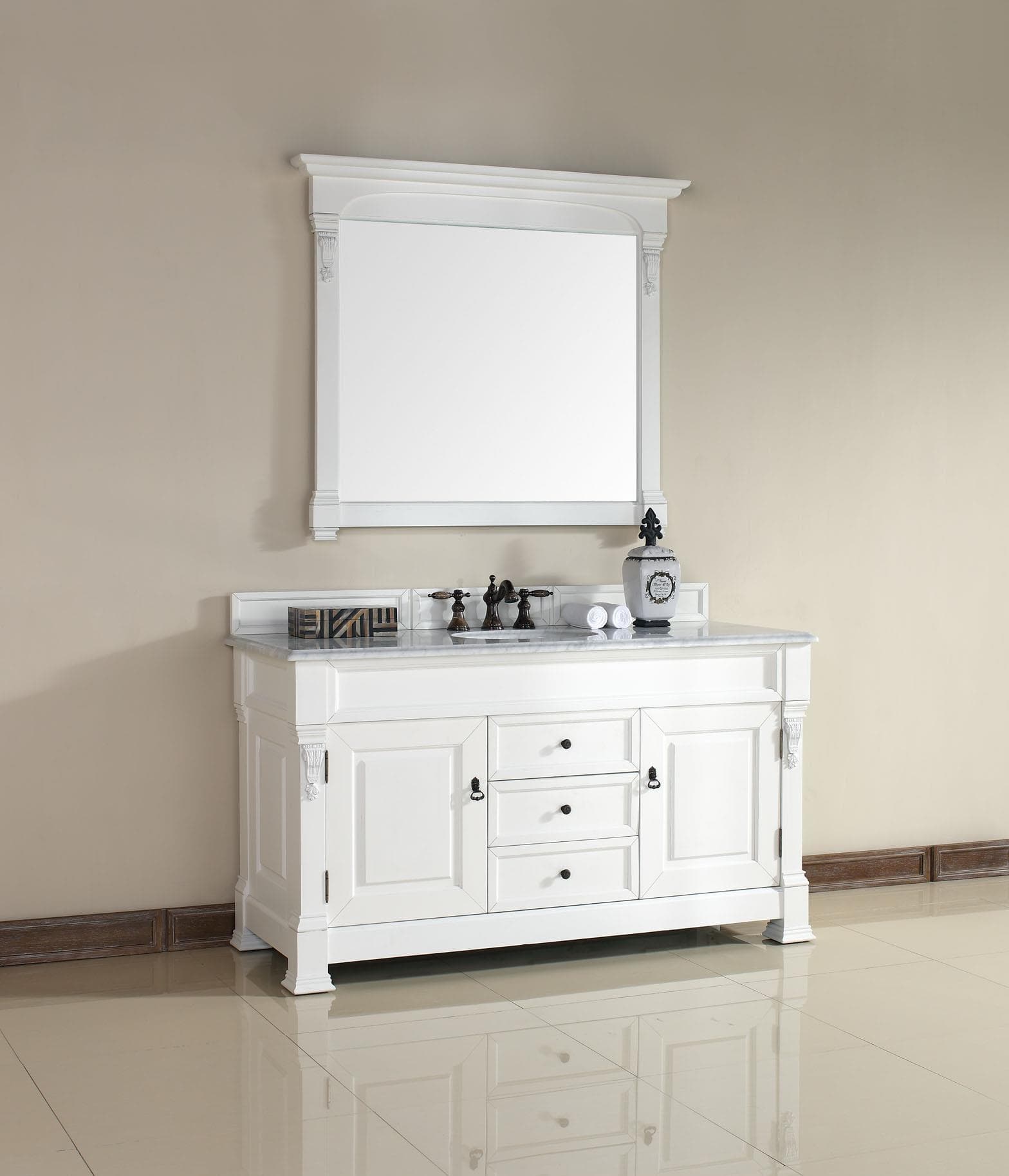 Transitional, Traditional, Single / 60 / 2CM Galala Beige Marble / Cottage White Brookfield Collection 0