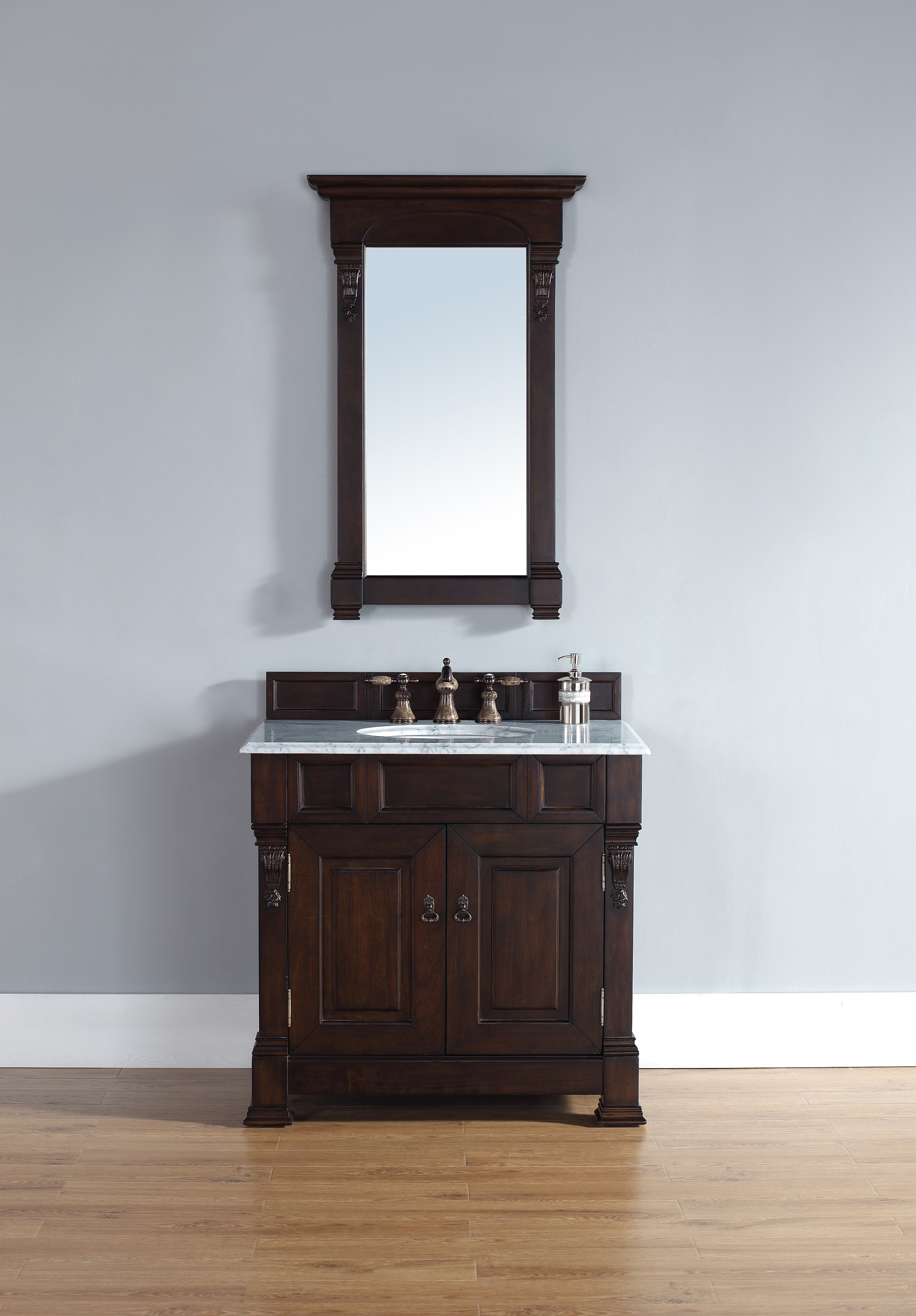 Transitional, Traditional, Single / 35.5 / Base Only / Burnished Mahogany Brookfield Collection 0