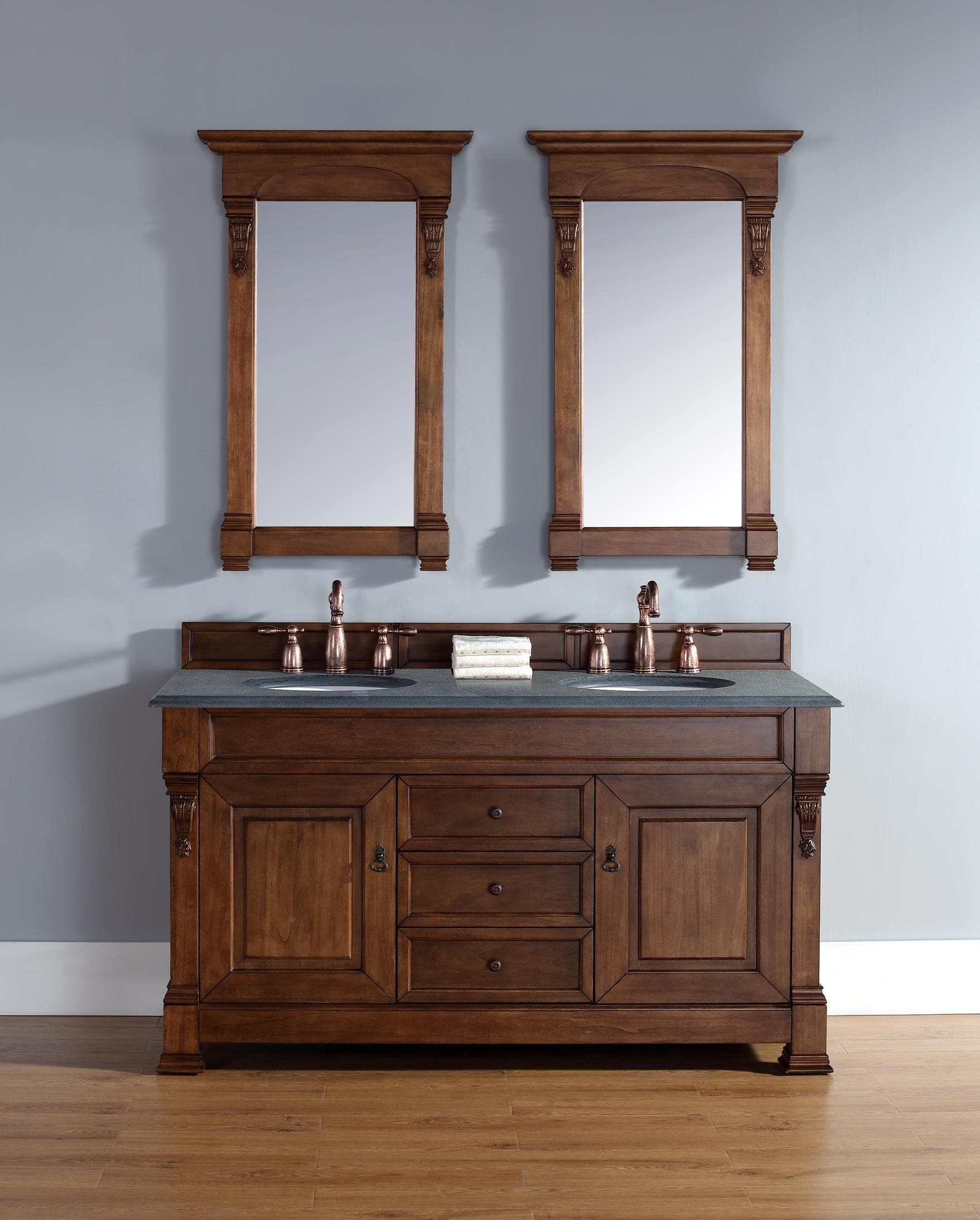 Transitional, Traditional, Double / 60 / 2CM Rustic Black Granite / Country Oak Brookfield Collection 0