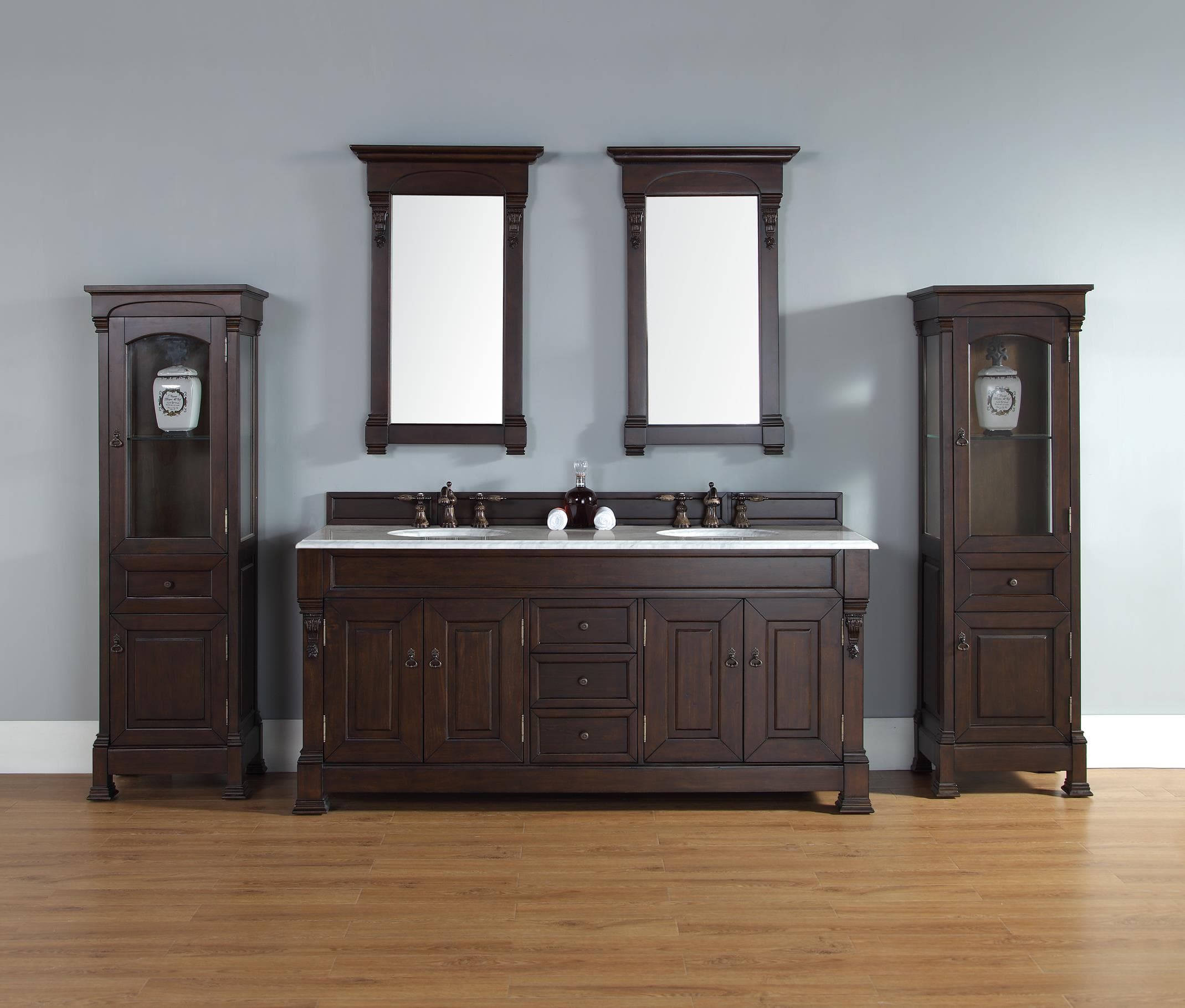 Transitional, Traditional, Double / 72 / 2CM Galala Beige Marble / Burnished Mahogany Brookfield Collection 0