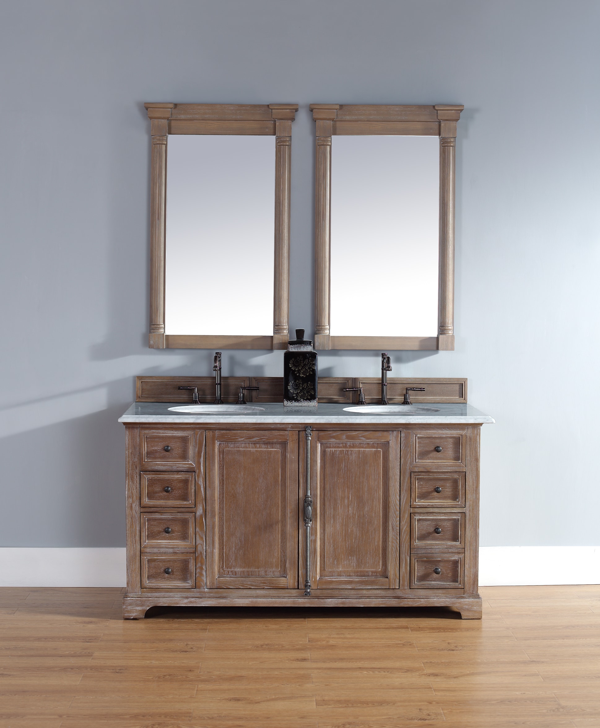 Transitional, Traditional, Double / 60 / 2CM Rustic Black Granite / Driftwood Providence Collection 0