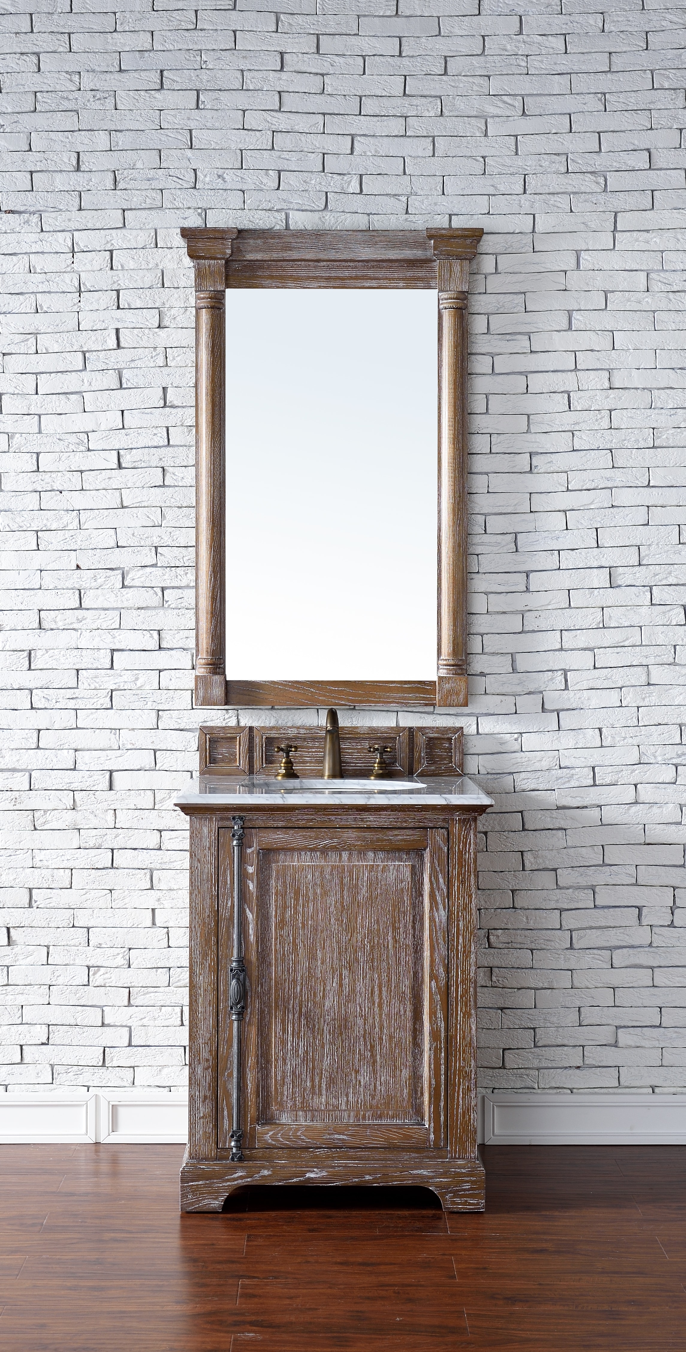 Transitional, Traditional, Single / 26 / 2CM Carrara White Marble / Driftwood Providence Collection 0