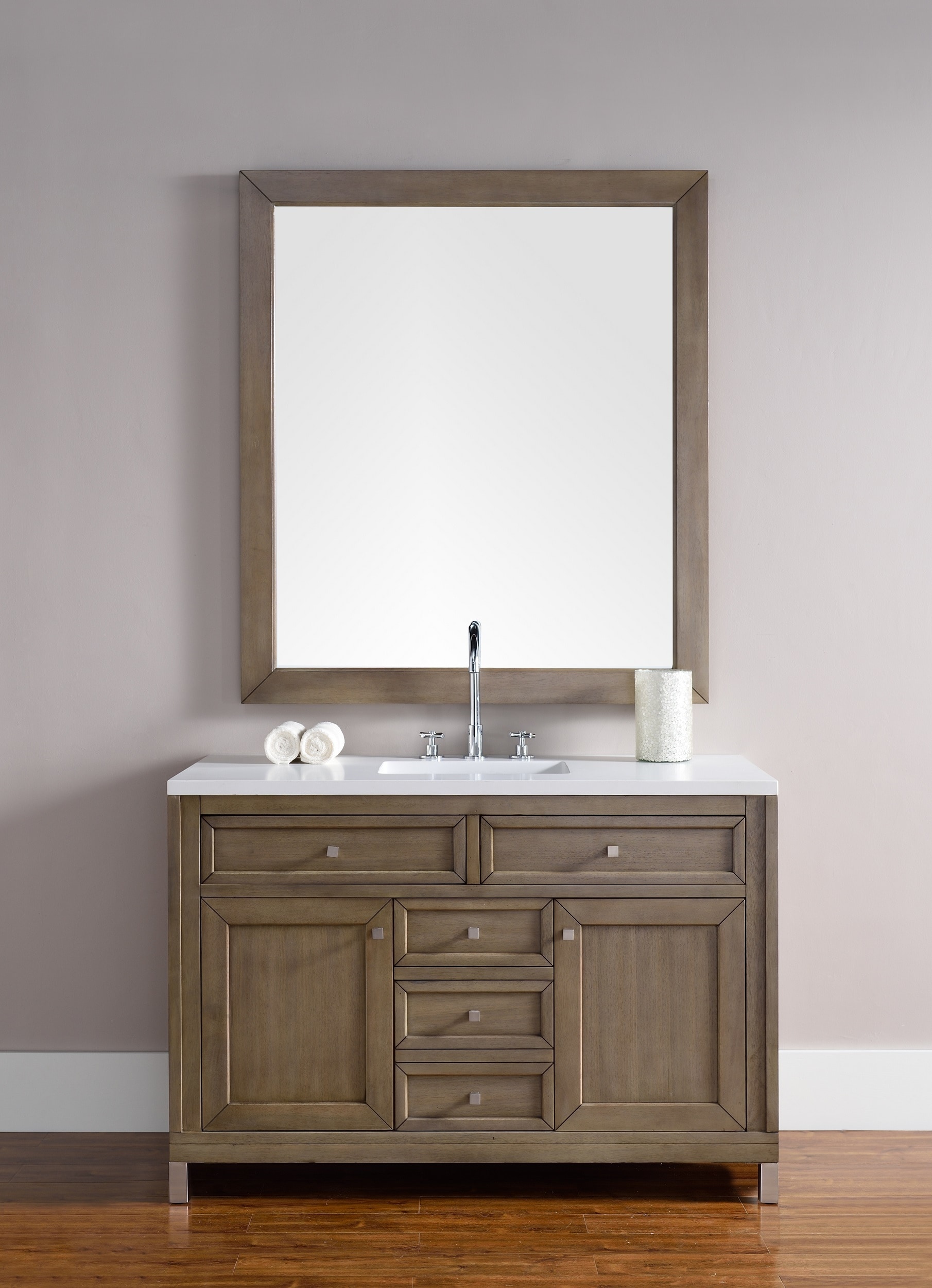 Contemporary/Modern, Transitional, Single / 48 / 4CM Rustic Black Granite / White Washed Walnut Chicago Collection 0