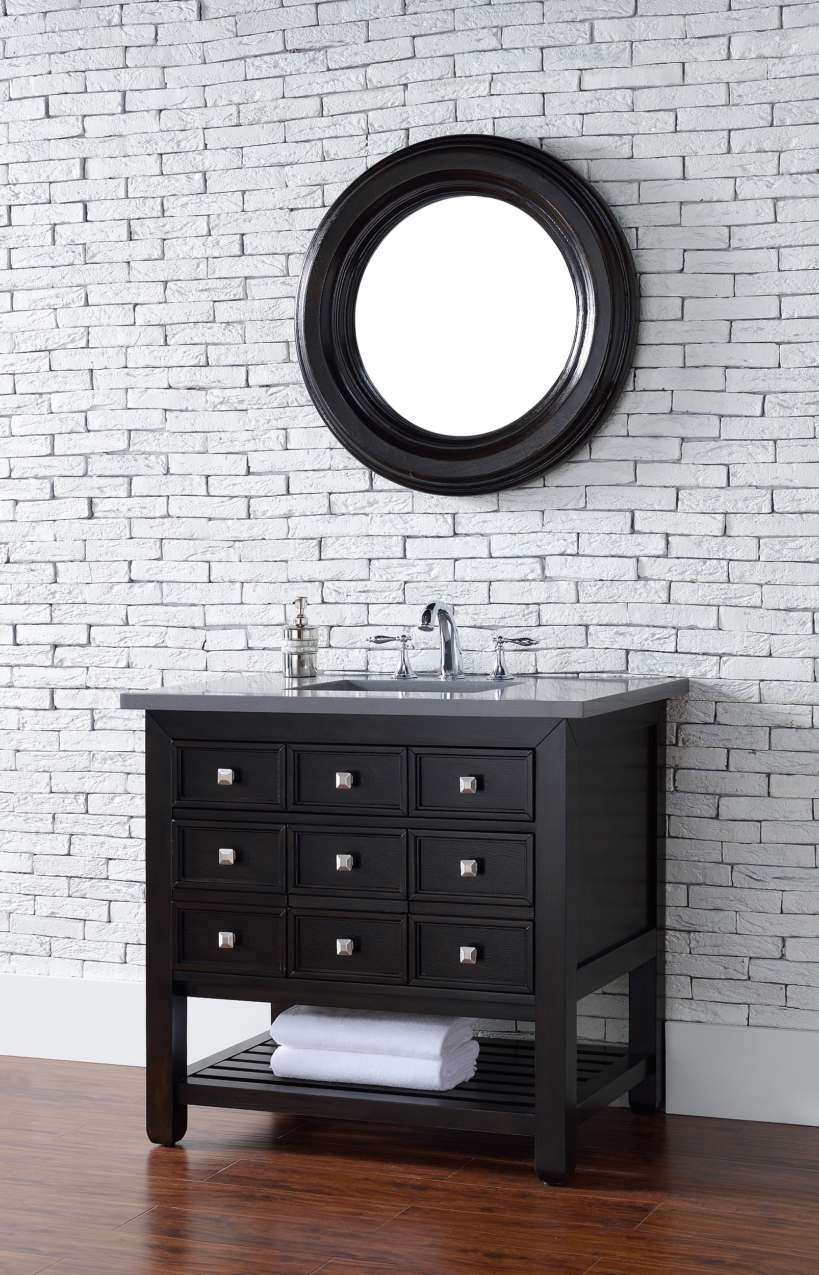 Transitional, Traditional, Single / 33.5 / 3CM Shadow Gray Quartz / Cerused Espresso Oak Vancouver Collection 0