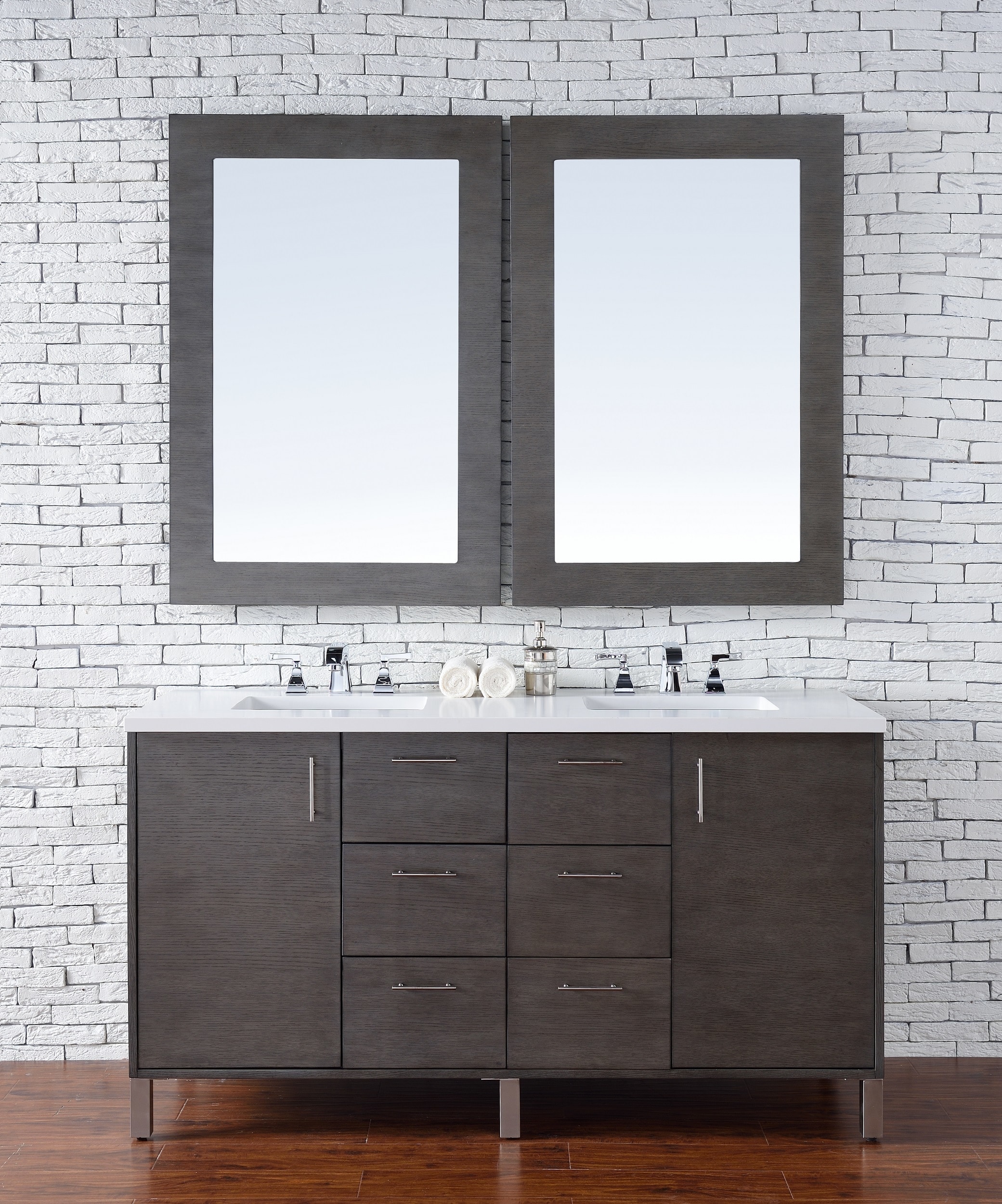 Contemporary/Modern, Transitional / 60 / Rustic Black Granite / Silver Oak Metropolitan Collection 0