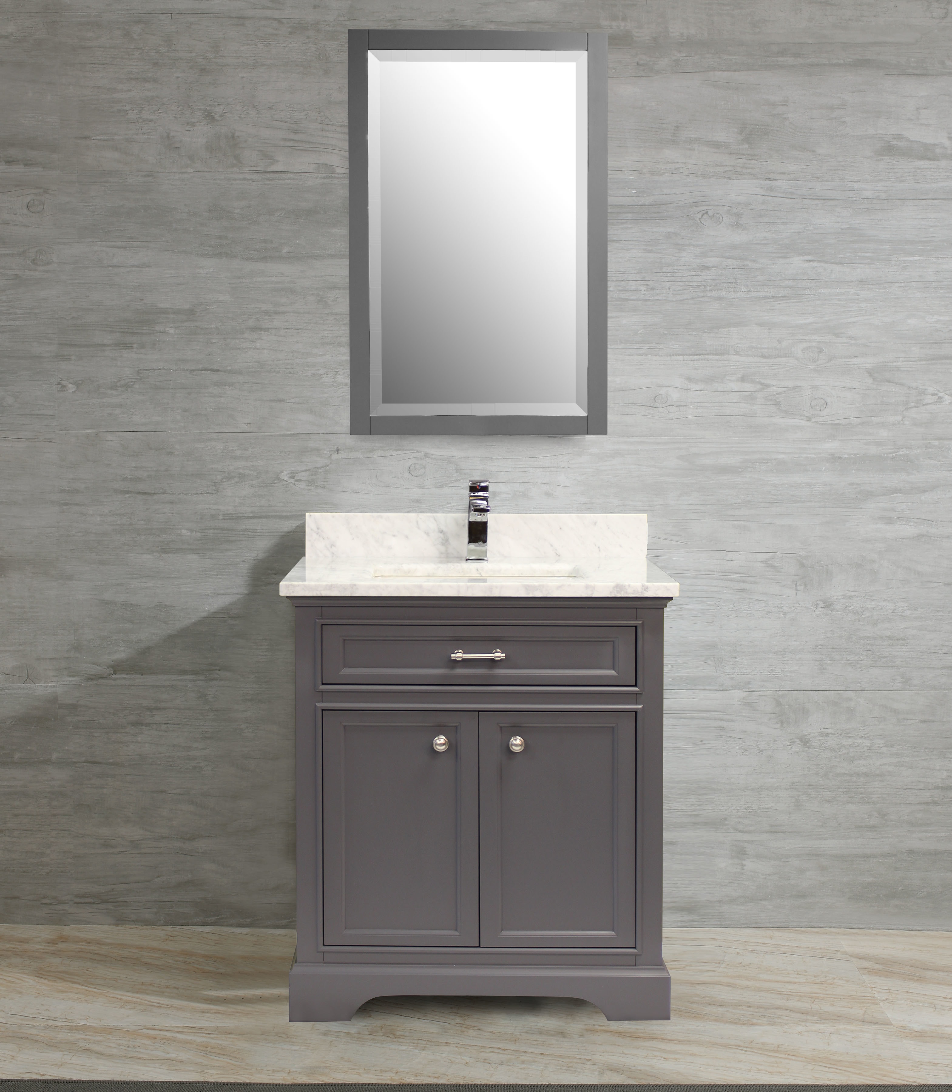 Traditional / 31 x 22 x 35 (in.) / 1-hole / Empire Grey / Ajax White Marble 31" Cambridge Vanity 0