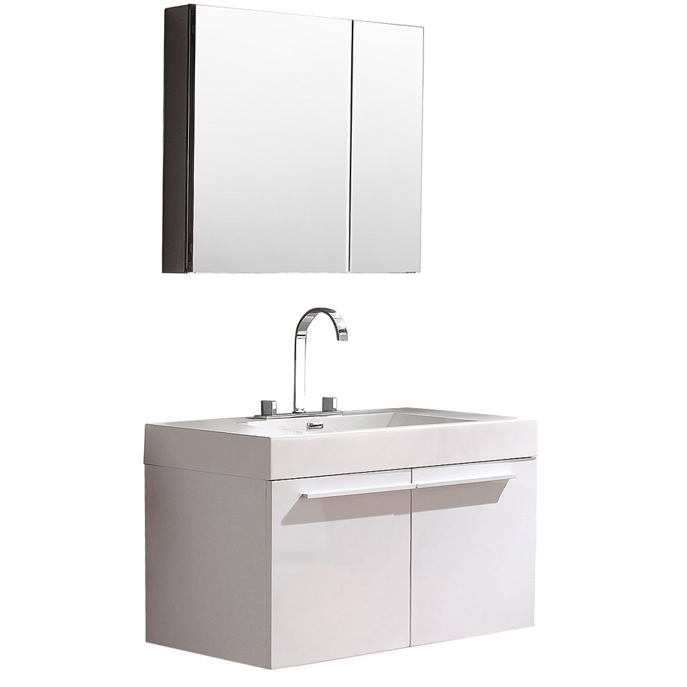 White / White Vista Modern Bathroom Vanity with Medicine Cabinet 0