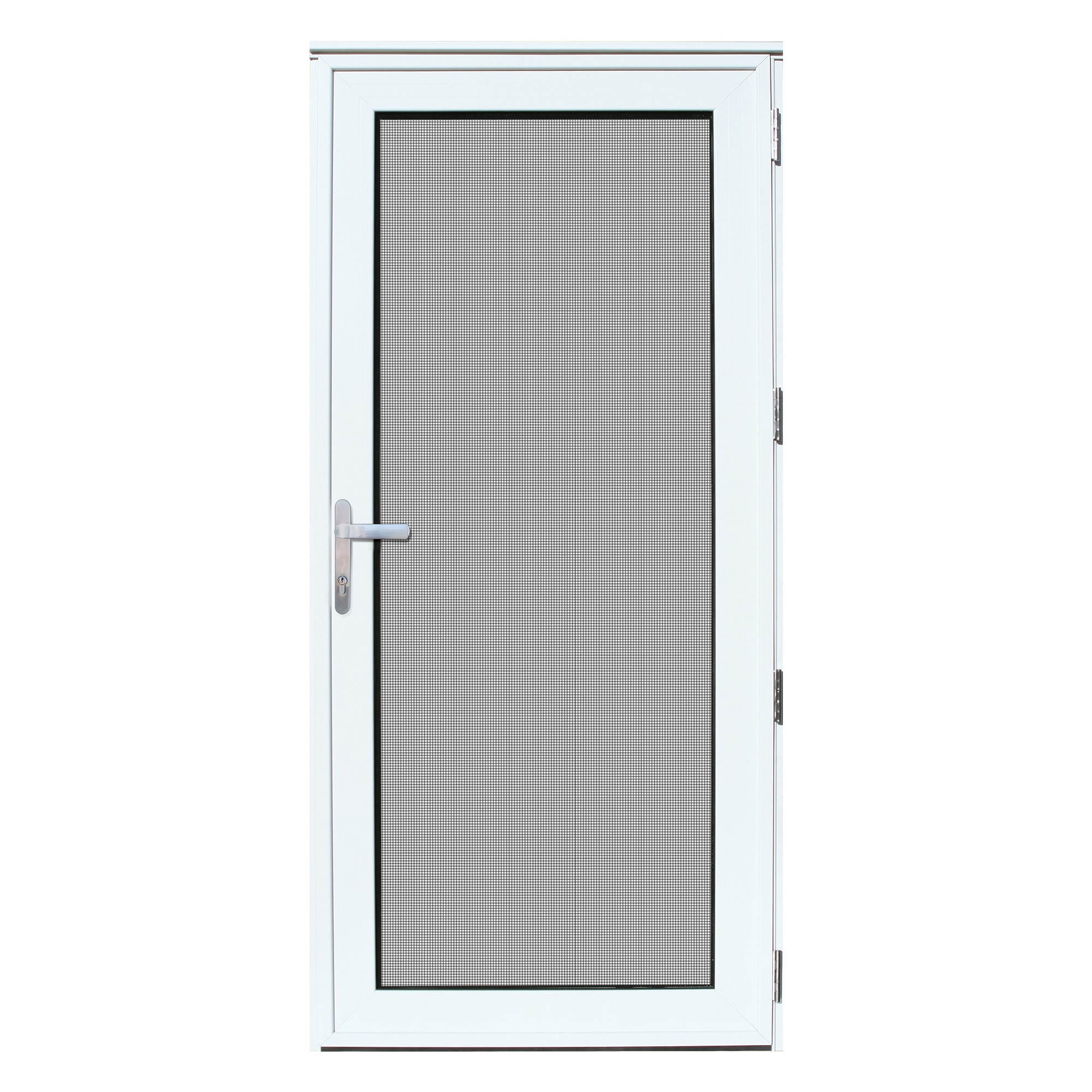 White / 32 x 80 / Right-hand Outswing Recessed Mount Ultimate Security Storm Door with Meshtec Screen 0